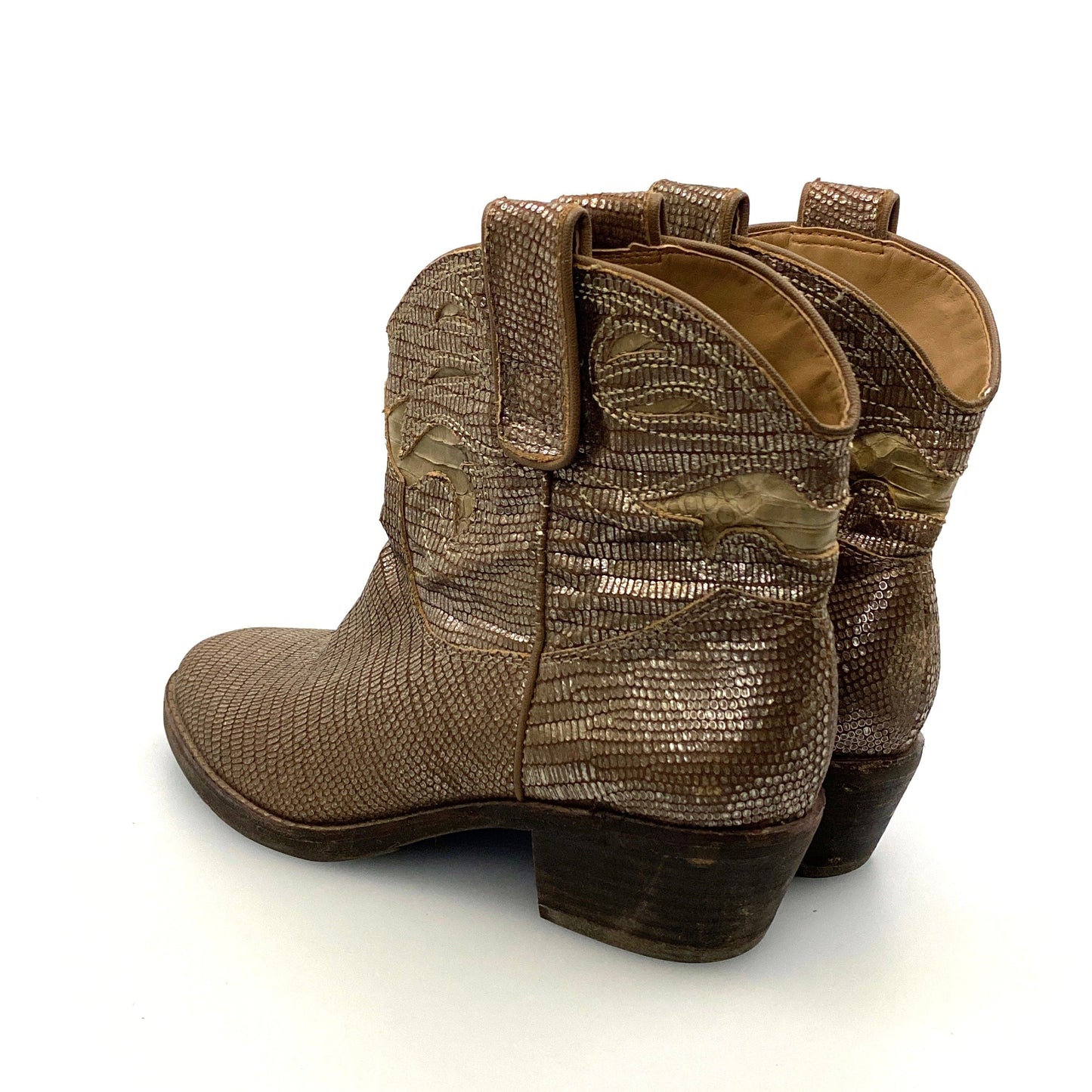 Sam Edelman Womens Stevie Boots | Size 6M | Gunmetal Putty | Leather Upper | Gently Used
