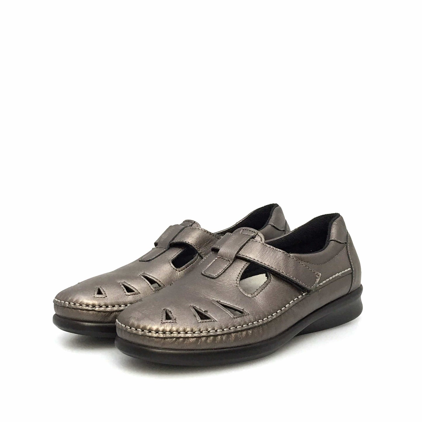 SAS Womens Size 9.5M Santolina Silver Roamer Moc Leather Shoes Tripad Comfort Walking