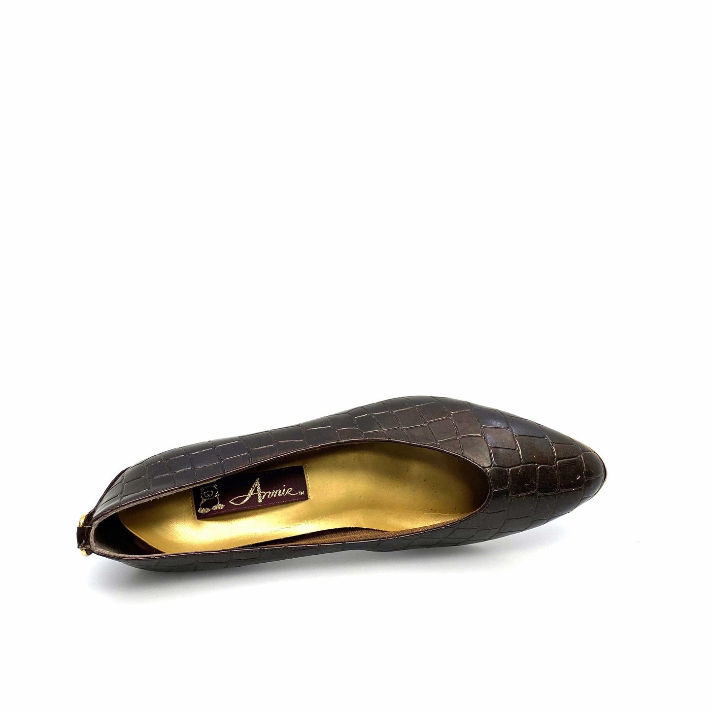 Vintage Annie Womens Size 9M Brown Gold Animal Print Heels