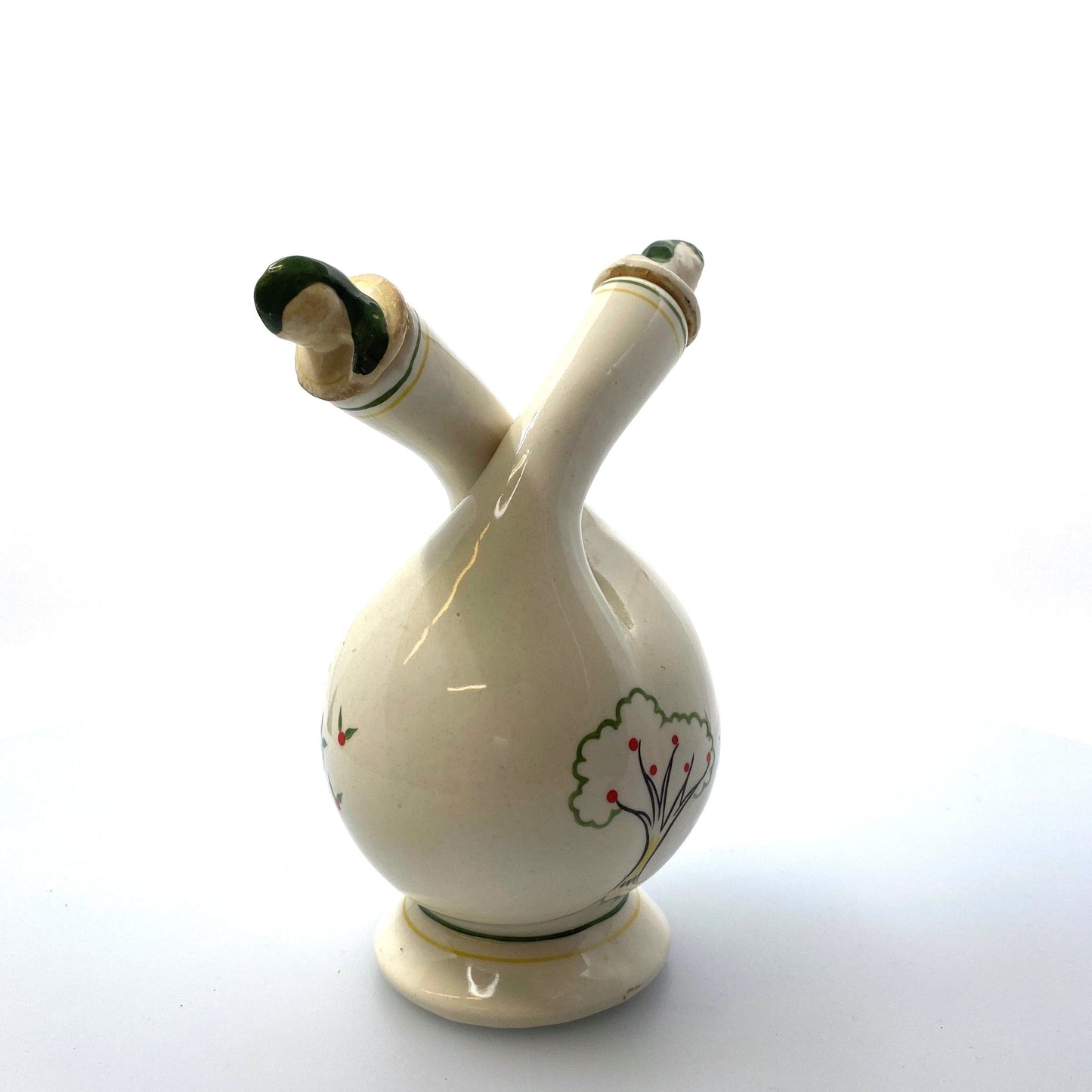 Vintage Fred Roberts Co Japan Oil & Vinegar Ceramic Twist Decanter Farmer & Wife
