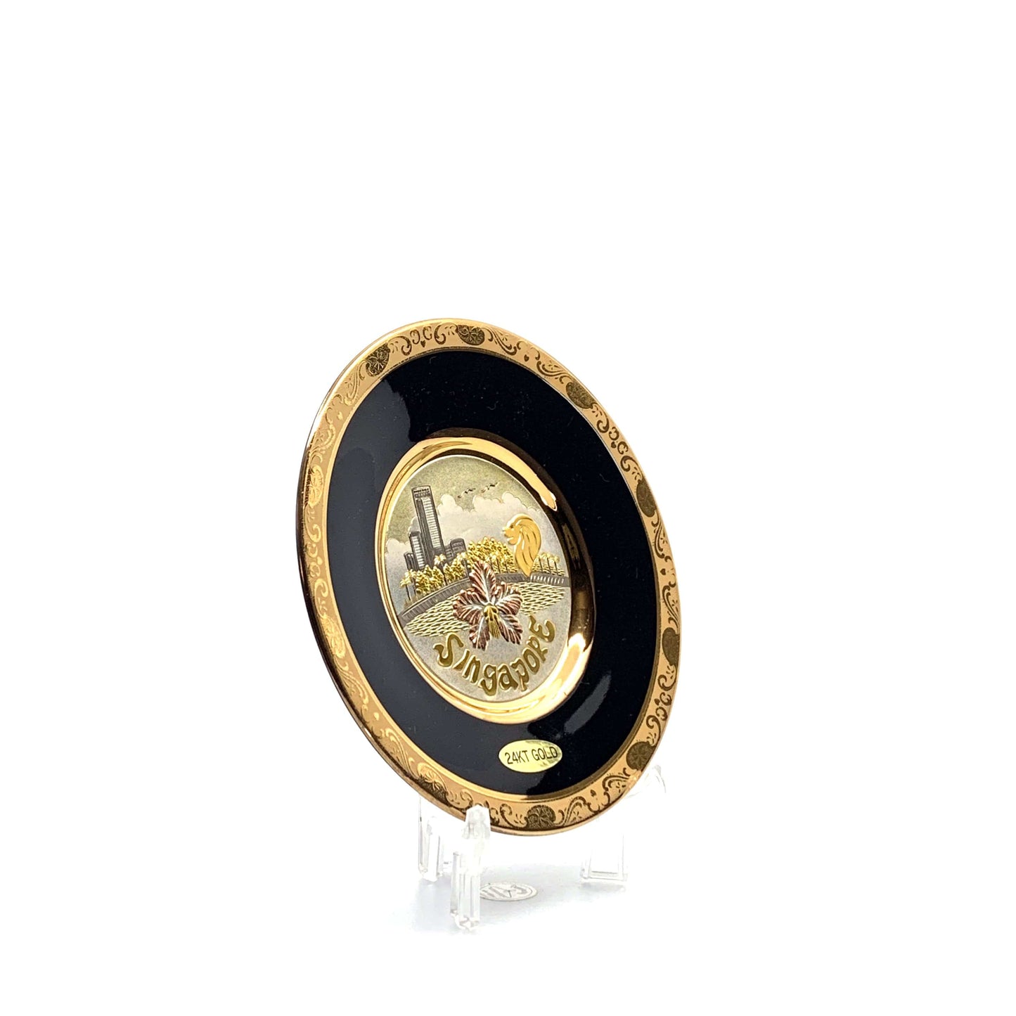 The Art of Chokin Singapore Souvenir Plate Travel 4” 24K Gold Edge