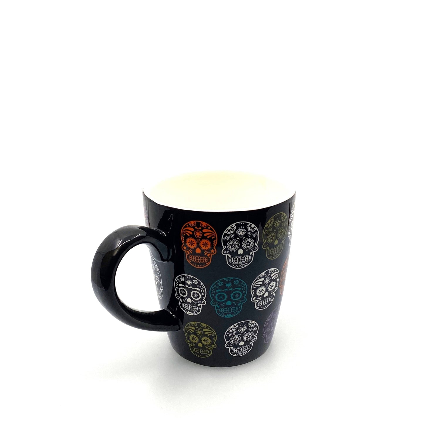 Sugar Skull Pattern Ceramic Coffee Cup Mug, Black - 12oz