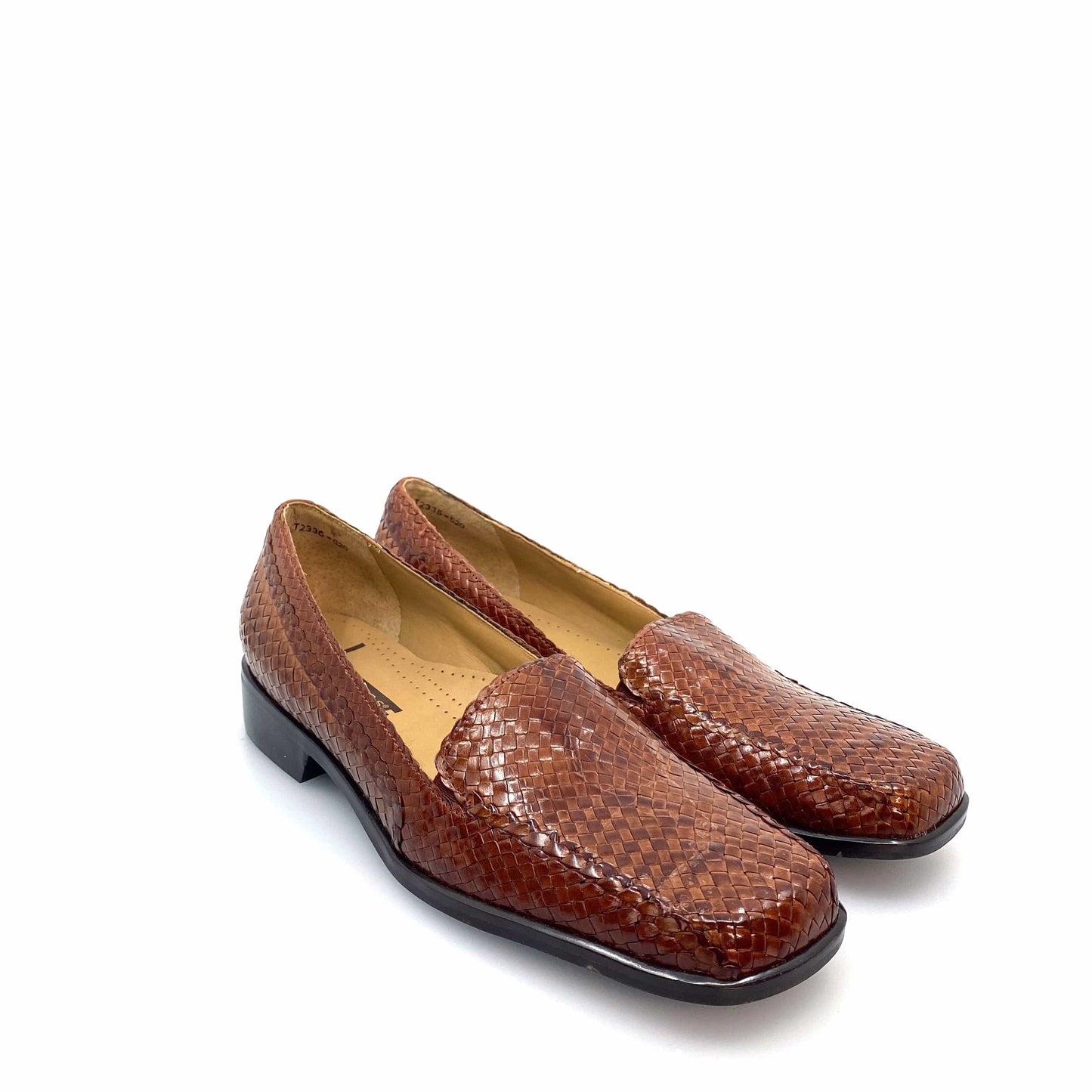 Trotters Loafers - Womens Textured Slip-On | Size 9S | Brown Leather | Basket Weave | EUC