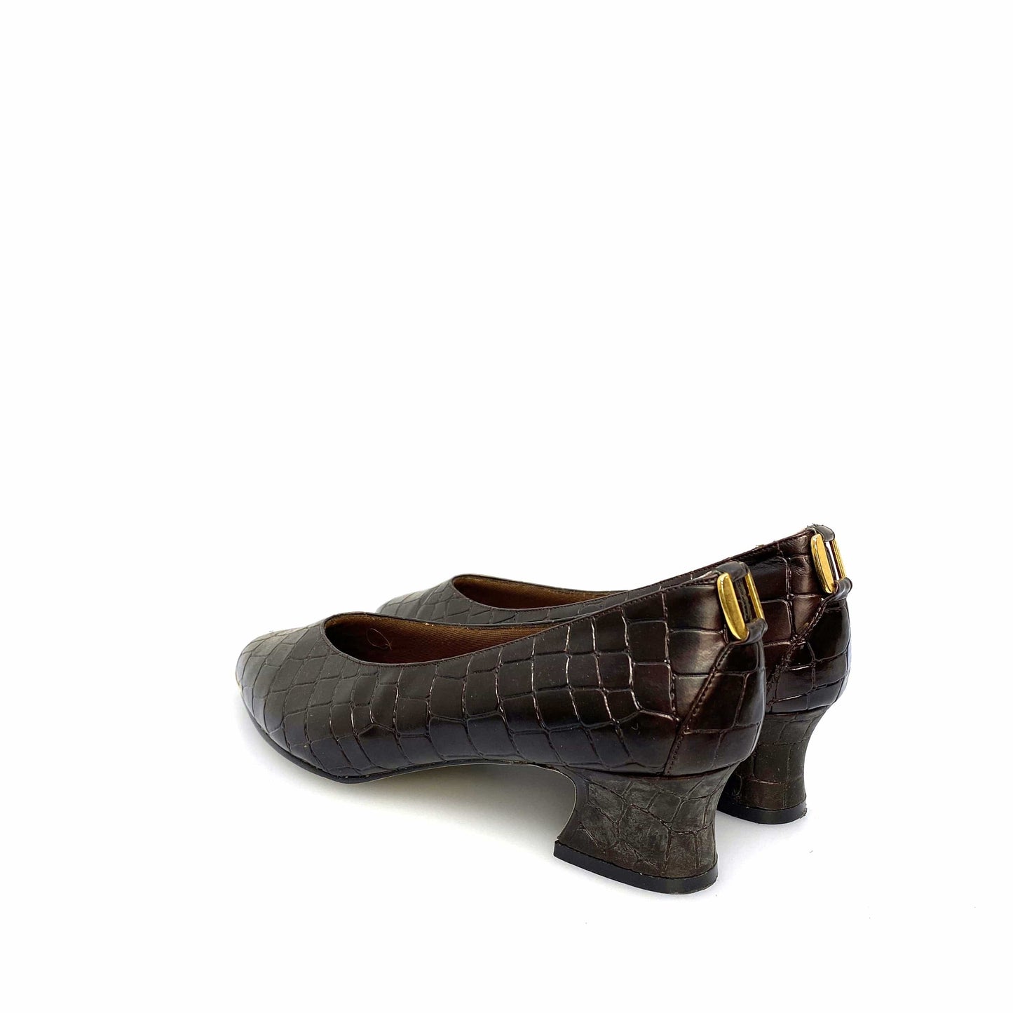 Vintage Annie Womens Size 9M Brown Gold Animal Print Heels