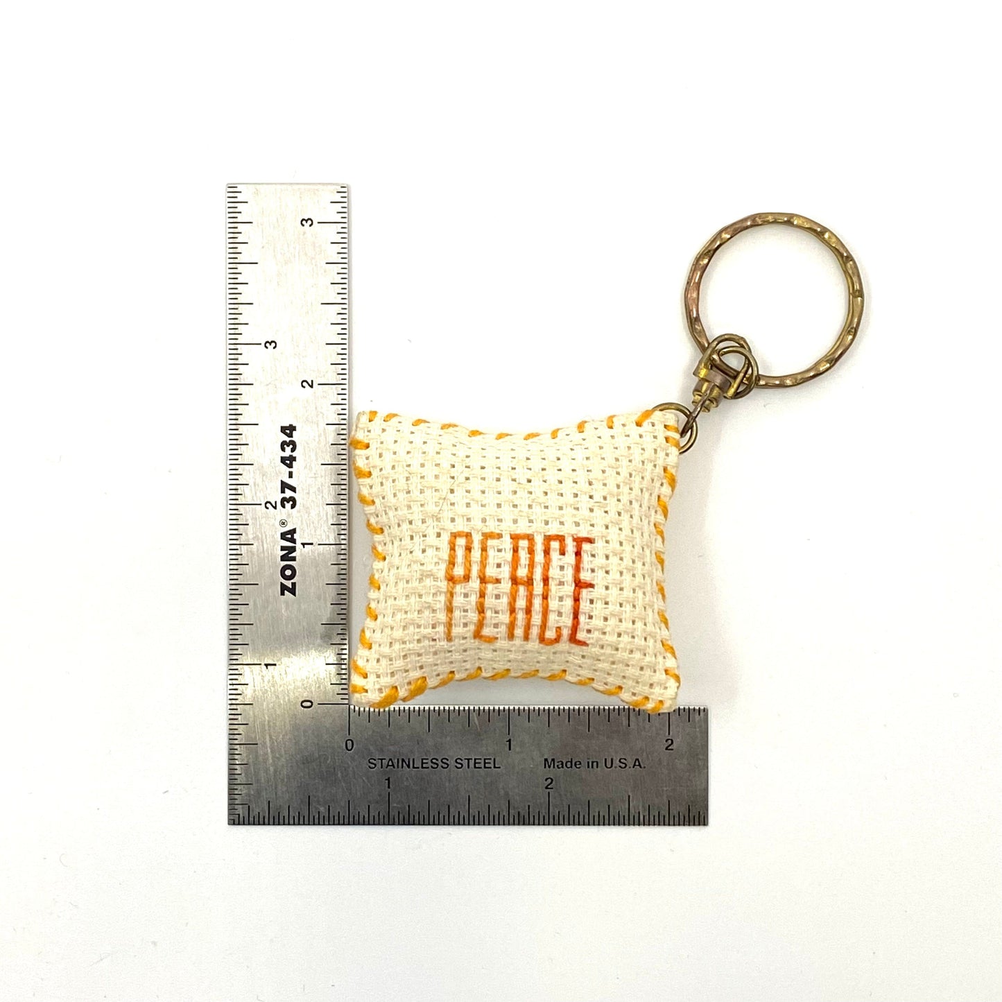 “PEACE” Dove Olive Branch Pillow Keychain Religious Charm