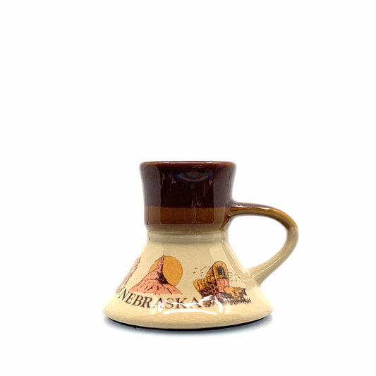 Vintage No Spill Nebraska State Tourism Brown Coffee Cup 10 Fl Oz