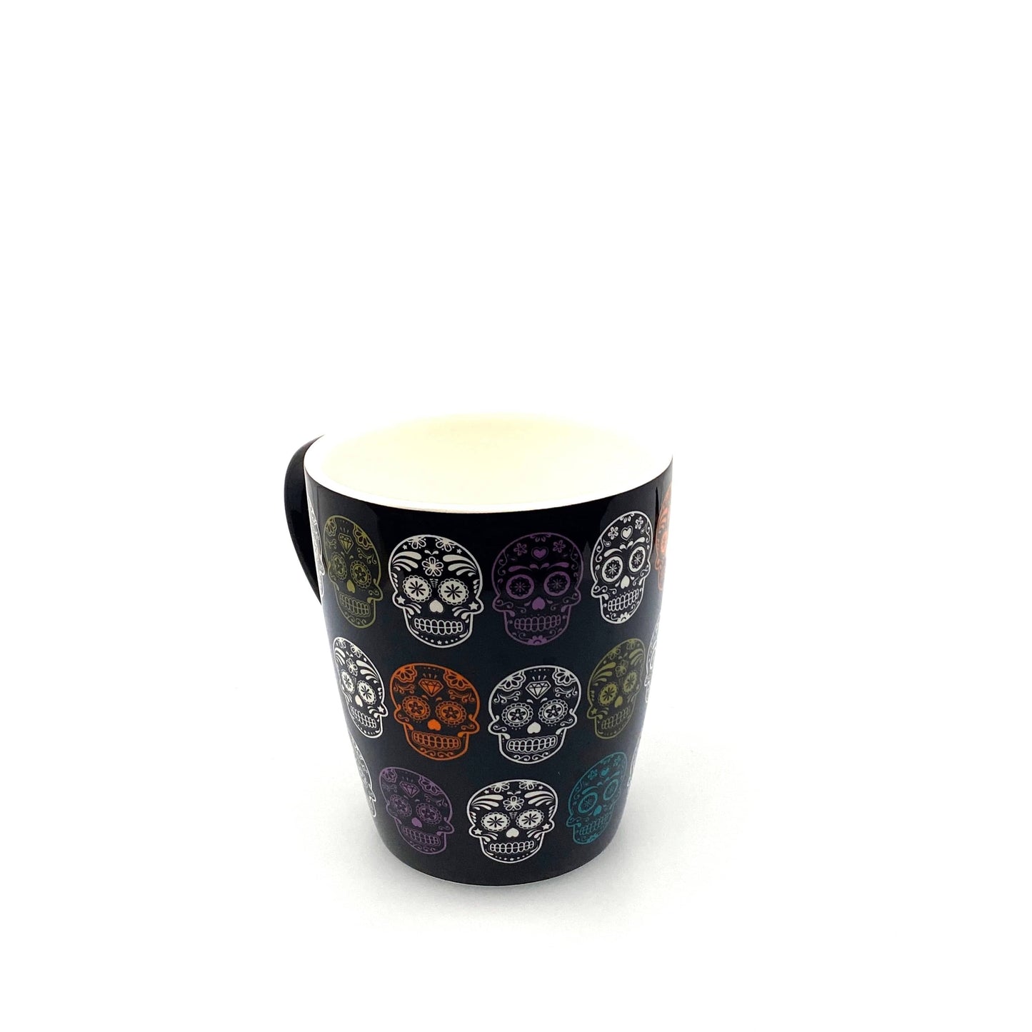 Sugar Skull Pattern Ceramic Coffee Cup Mug, Black - 12oz