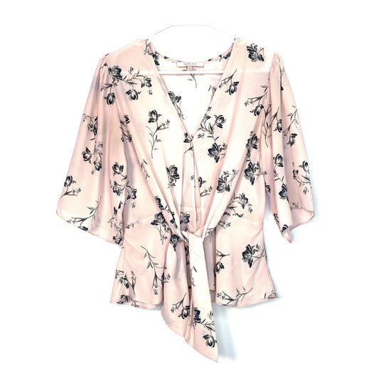 WAYF Women's Pink Floral Tie-Front Blouse - Size S