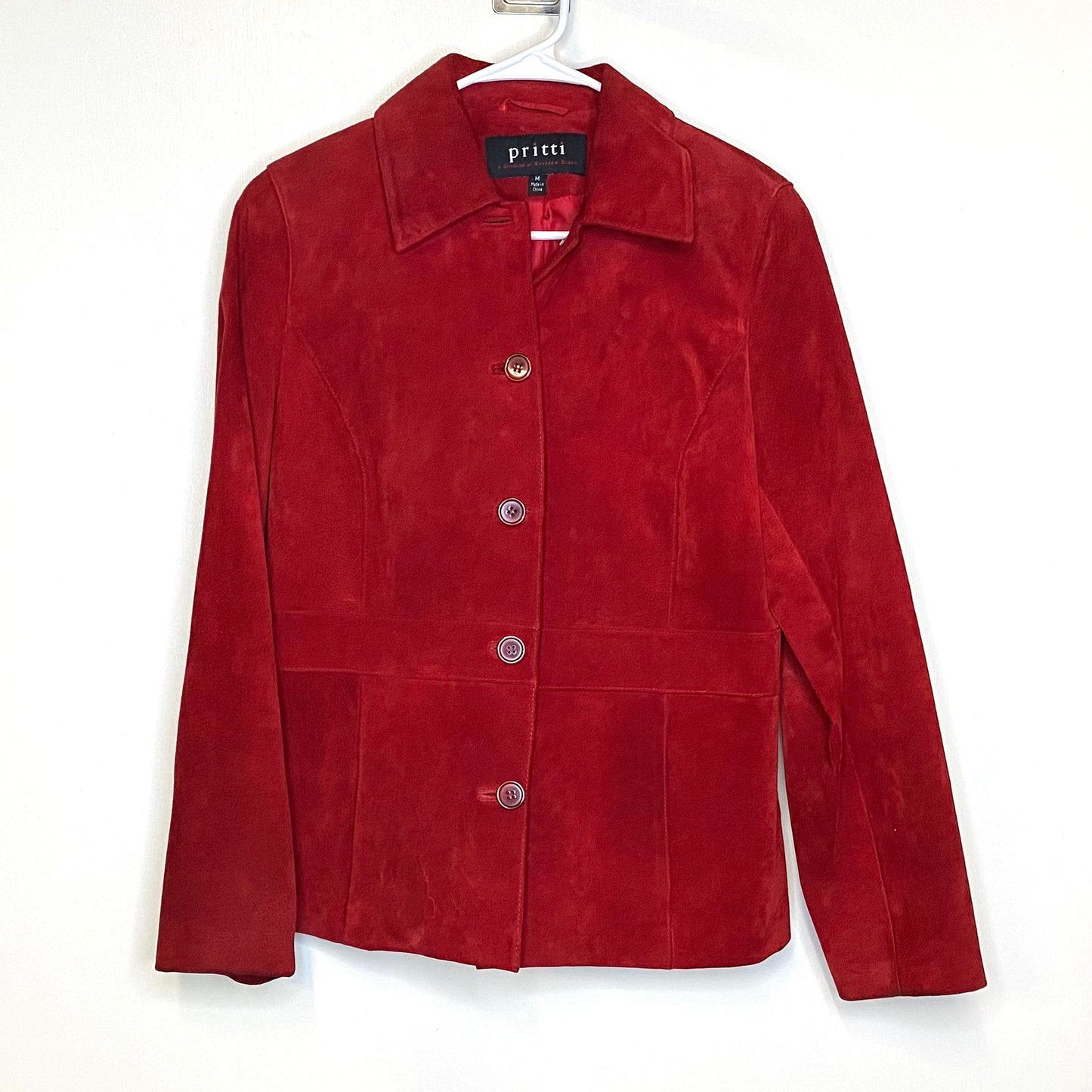 Pritti Womens Size M Red Suede Leather Jacket Jacket