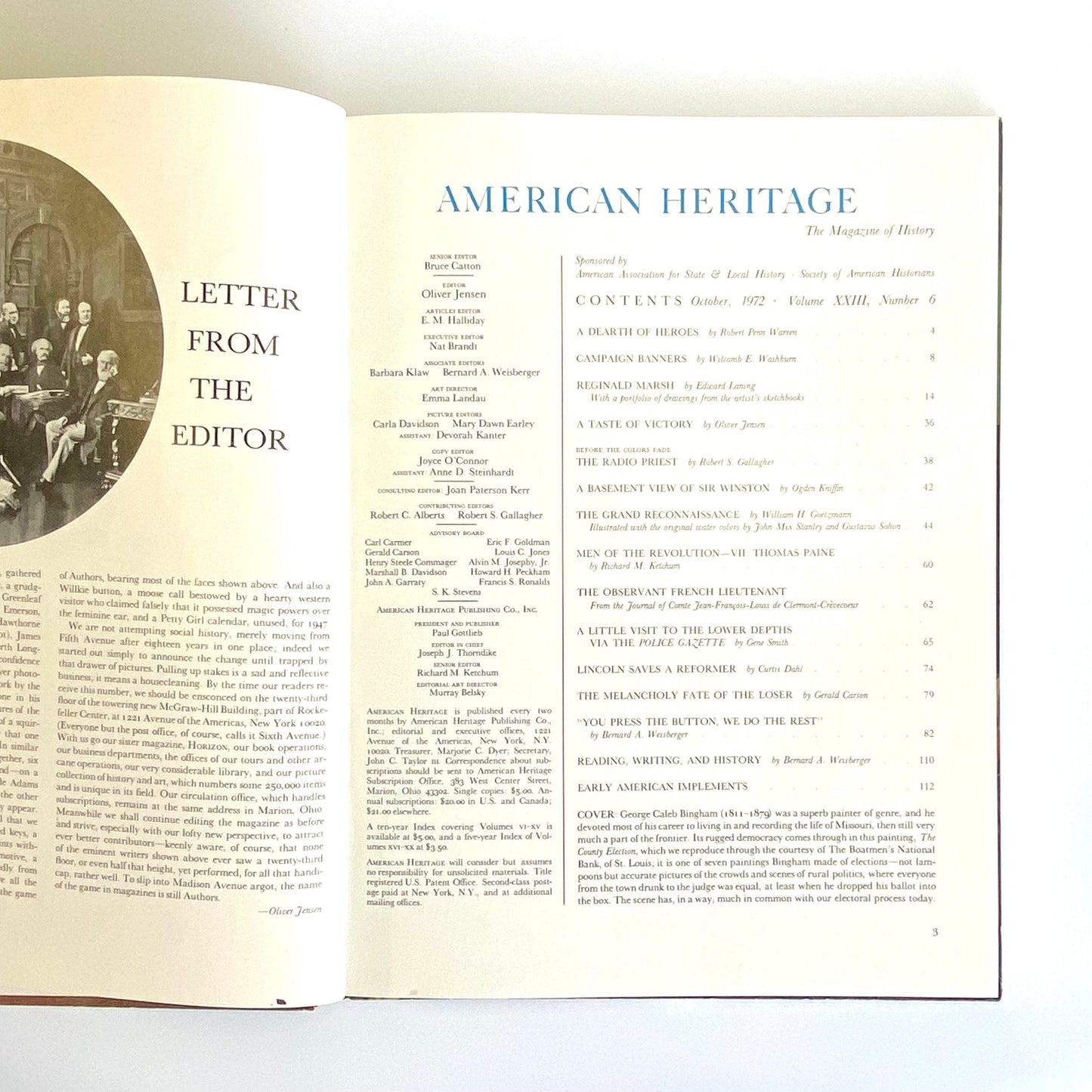 Vintage American Heritage October, 1972 • Volume XXIII, Number 6 Hardcover History Book
