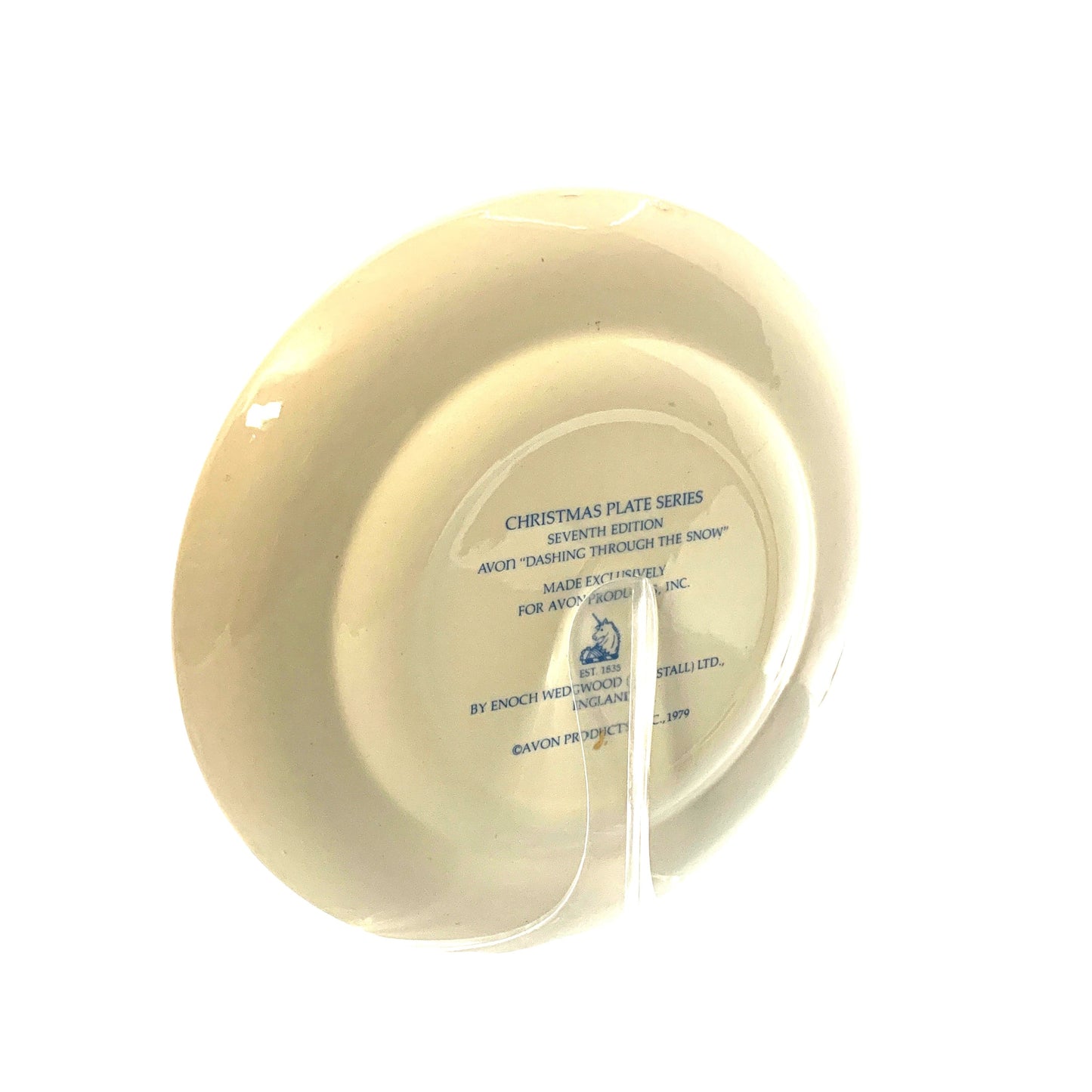 Vintage Avon Christmas Plate Series Seventh Edition “Dashing Through The Snow” 1979