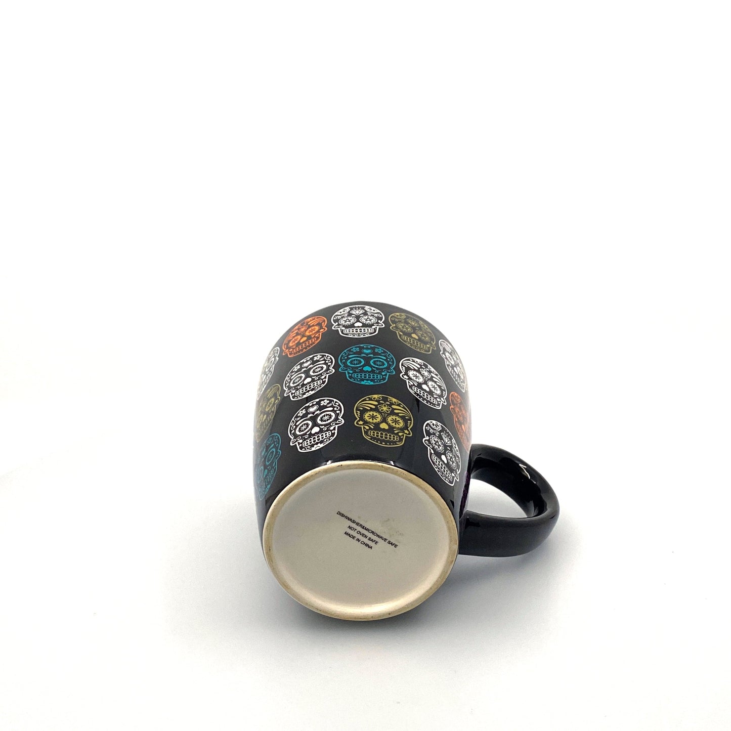 Sugar Skull Pattern Ceramic Coffee Cup Mug, Black - 12oz