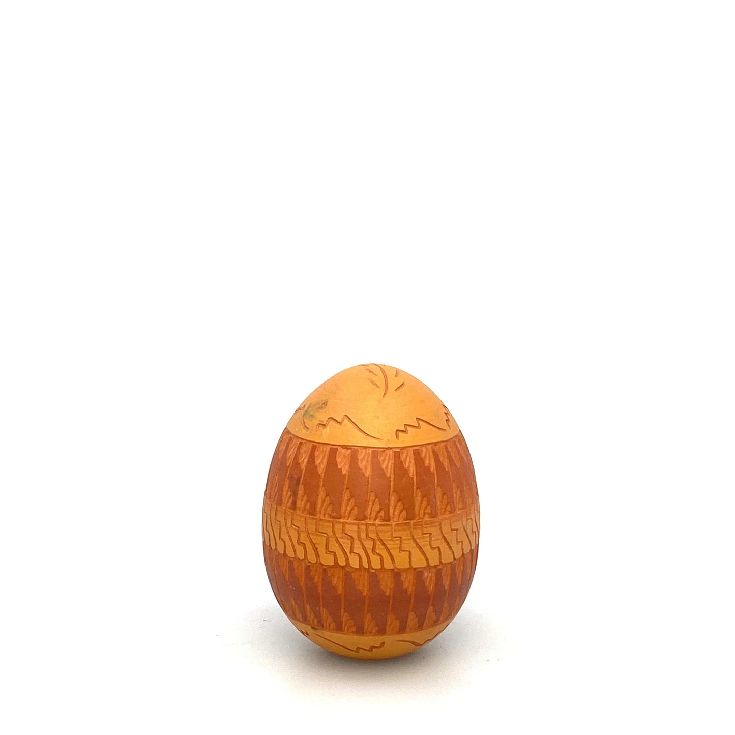 Navajo Pottery by Anna Tsosie Clay Egg Orange Terra Cotta Hand Etched 4”