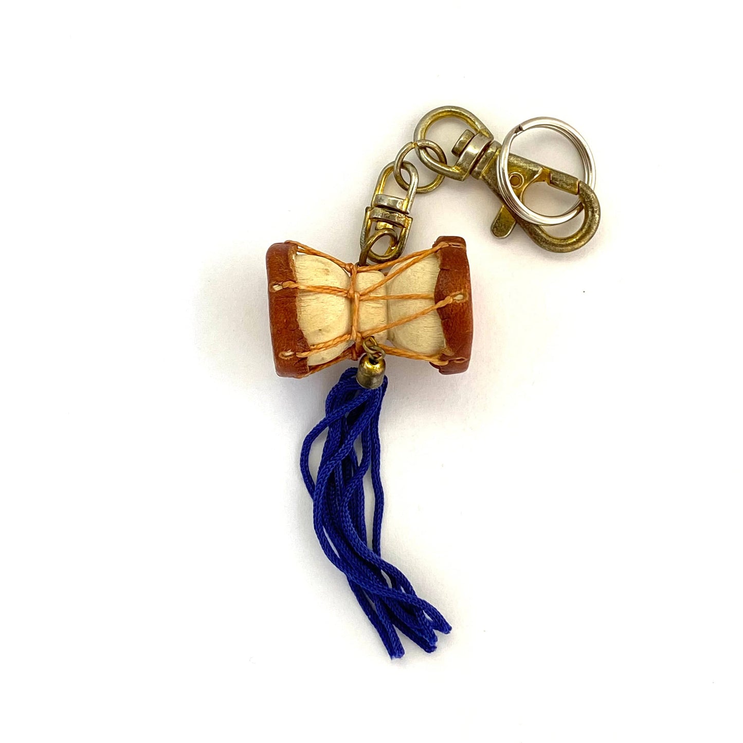 Vintage Korea Drum Tassle Travel Souvenir Solid Brass Keychain Key Ring Charm