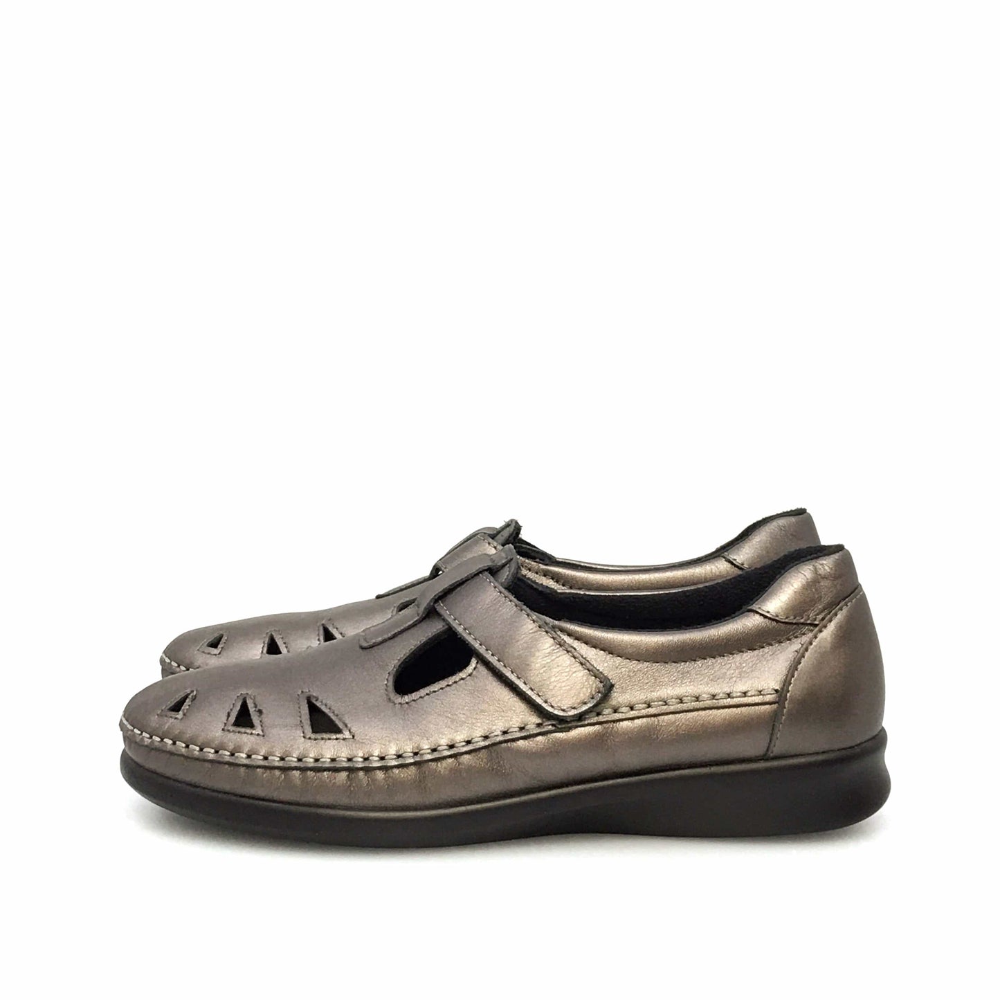 SAS Womens Size 9.5M Santolina Silver Roamer Moc Leather Shoes Tripad Comfort Walking