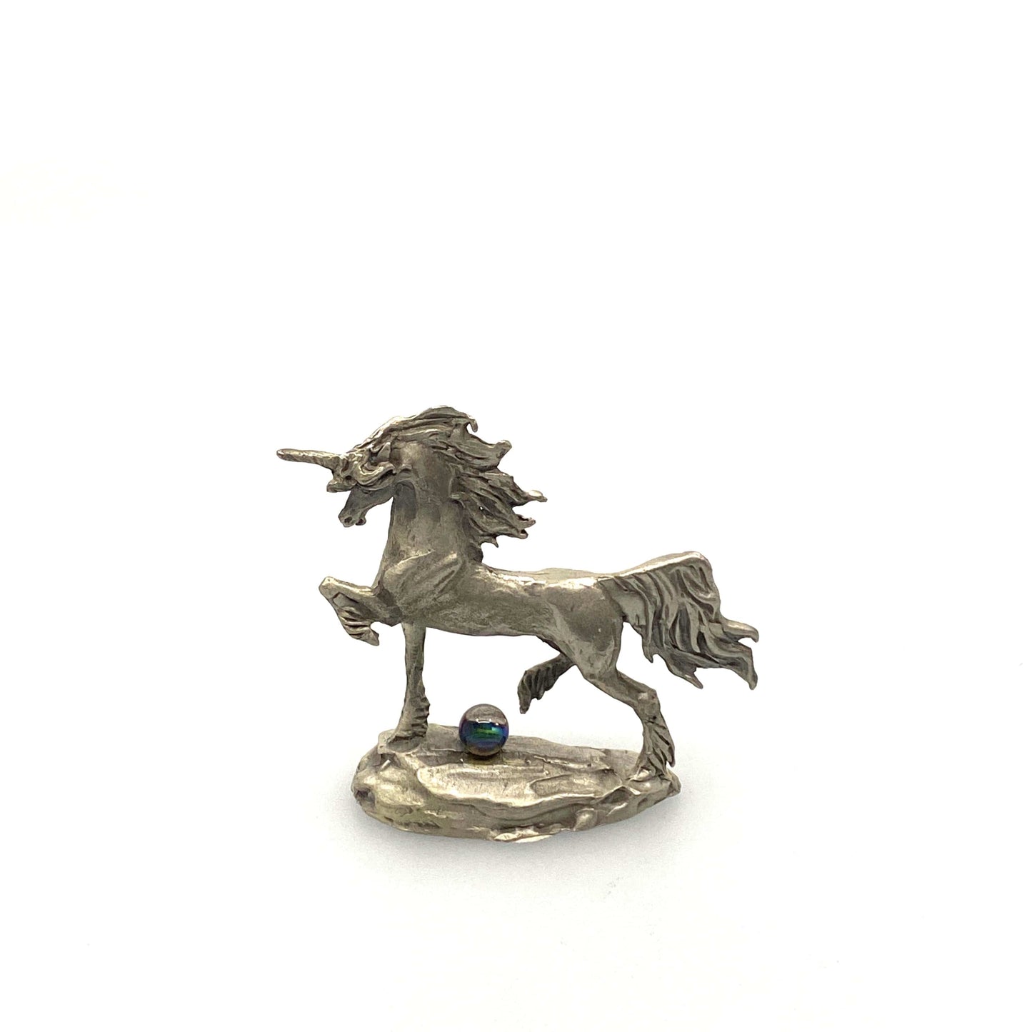 Spoontiques 1983/1984 Pewter Unicorn Figurine w/Glass Ball