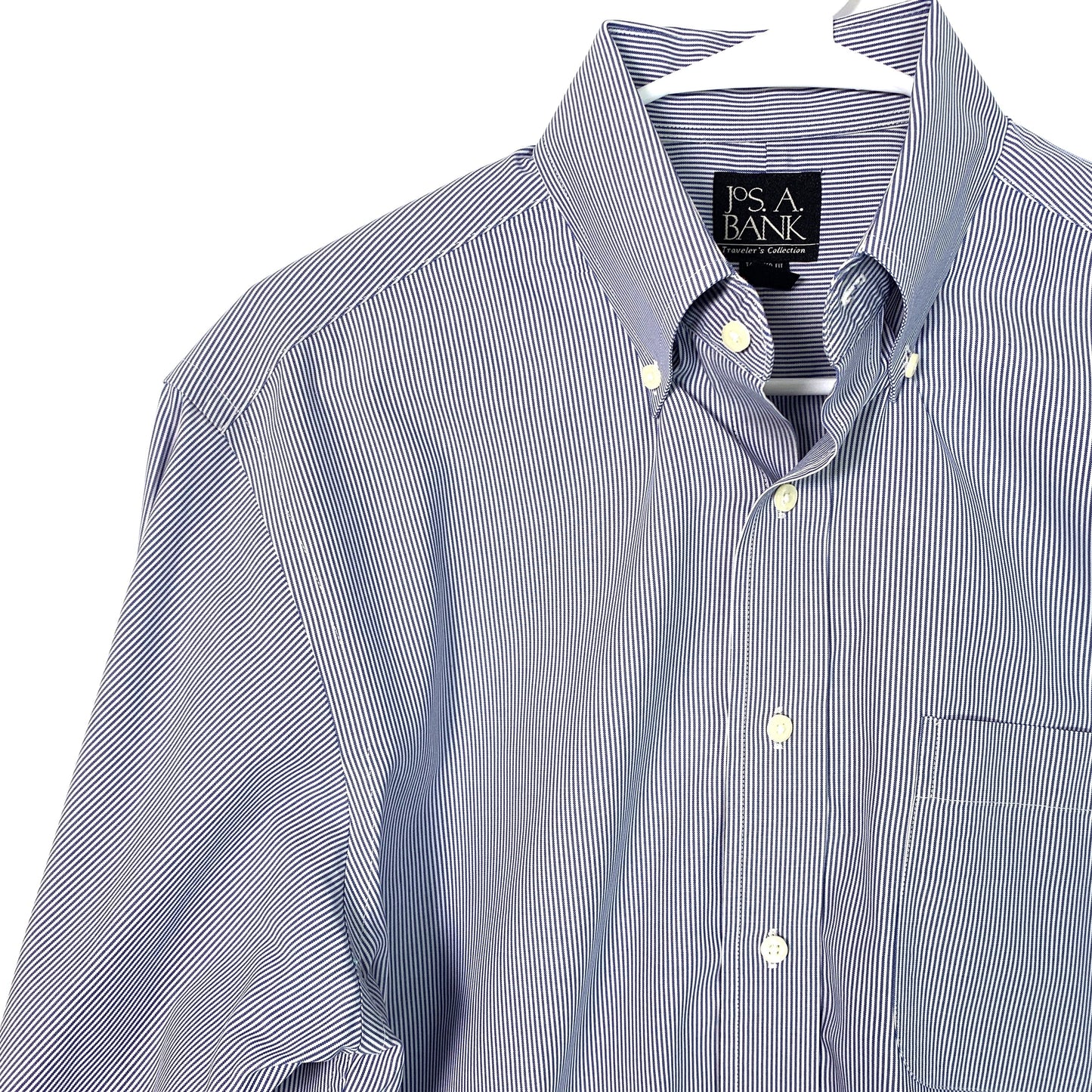 Men's Blue and White Striped Button-Down Dress Shirt - Size S - Jos. A. Bank