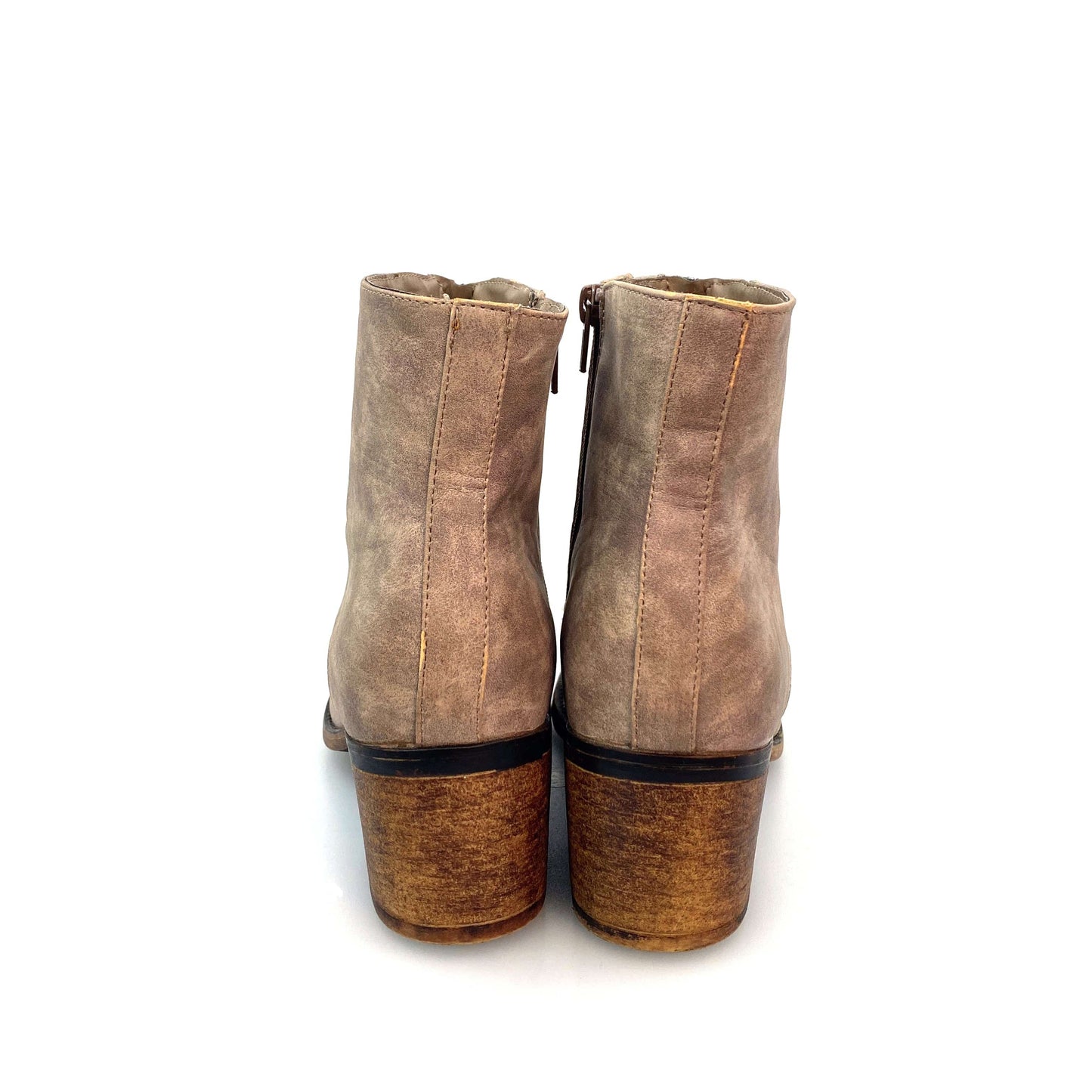 Vintage 93 Womens Size 11M Beige Faux Leather Booties Side Zip