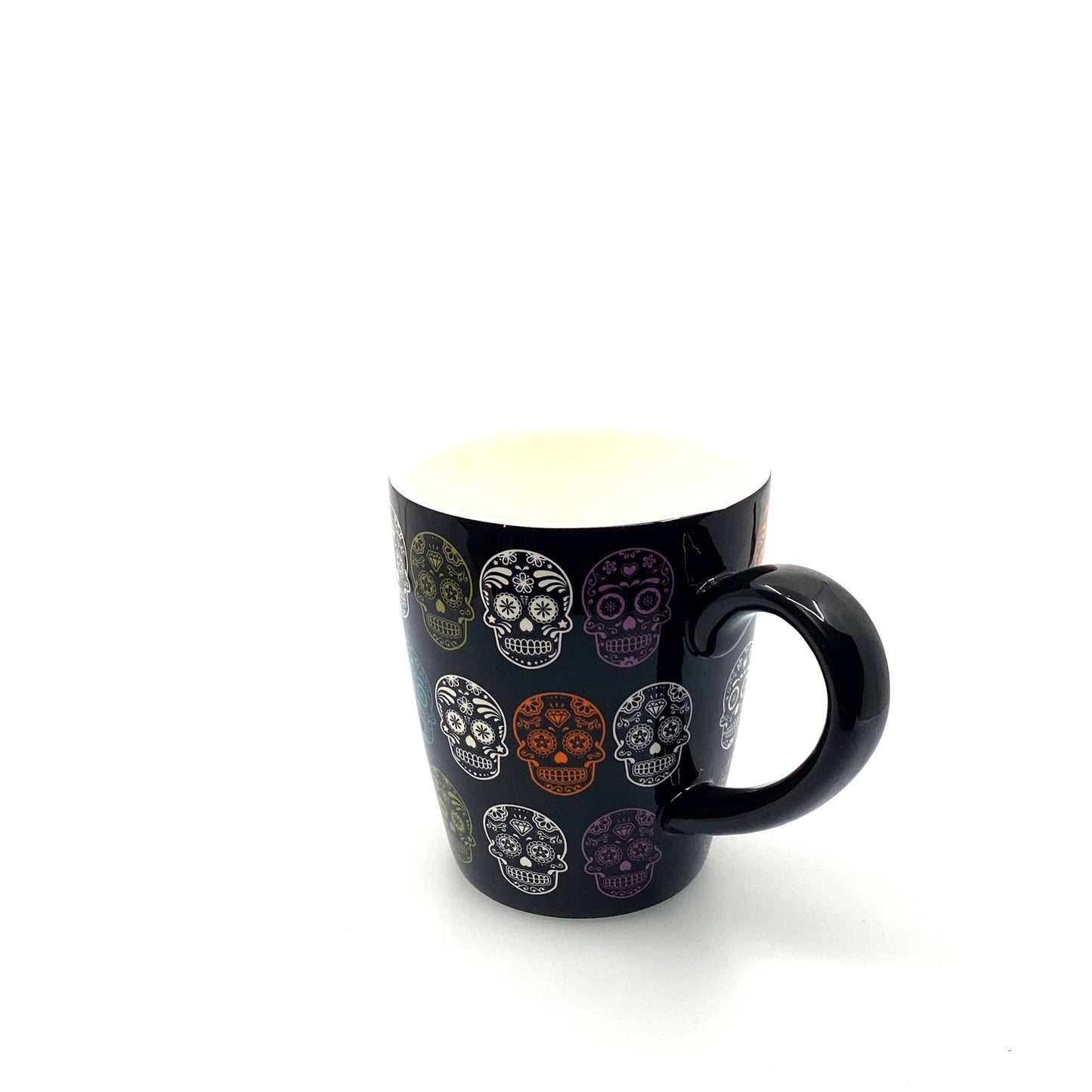 Sugar Skull Pattern Ceramic Coffee Cup Mug, Black - 12oz