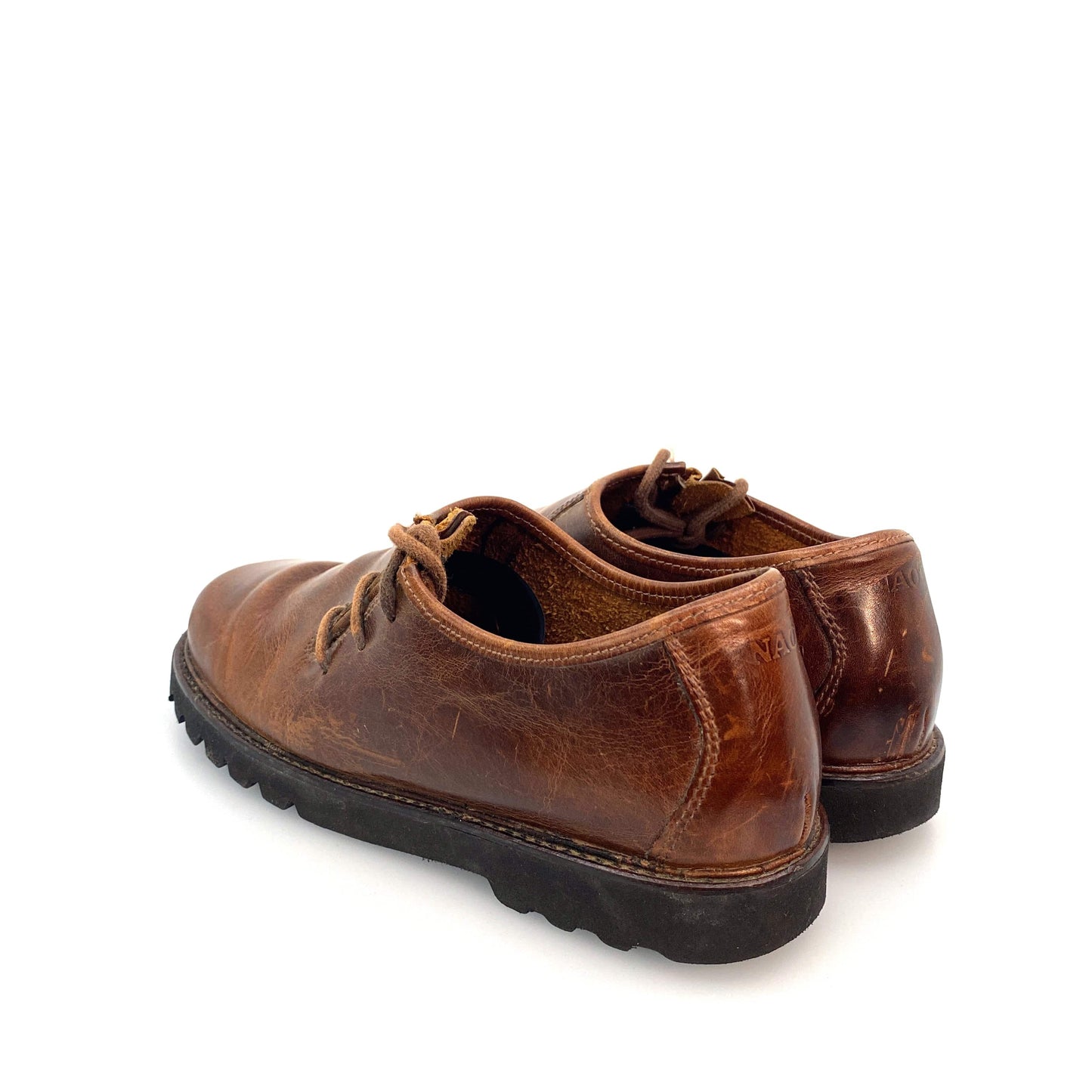 Naot Womens Size 9 Brown Leather Casual Lace Up Shoes Asymmetric Laces