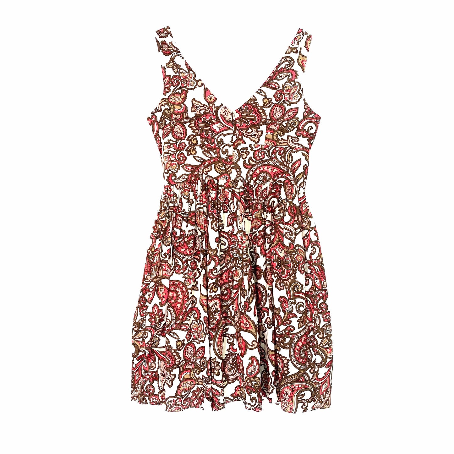 New York & Company Women's White Paisley Floral Fit & Flare Dress - Size L (12-14) - New with Tags