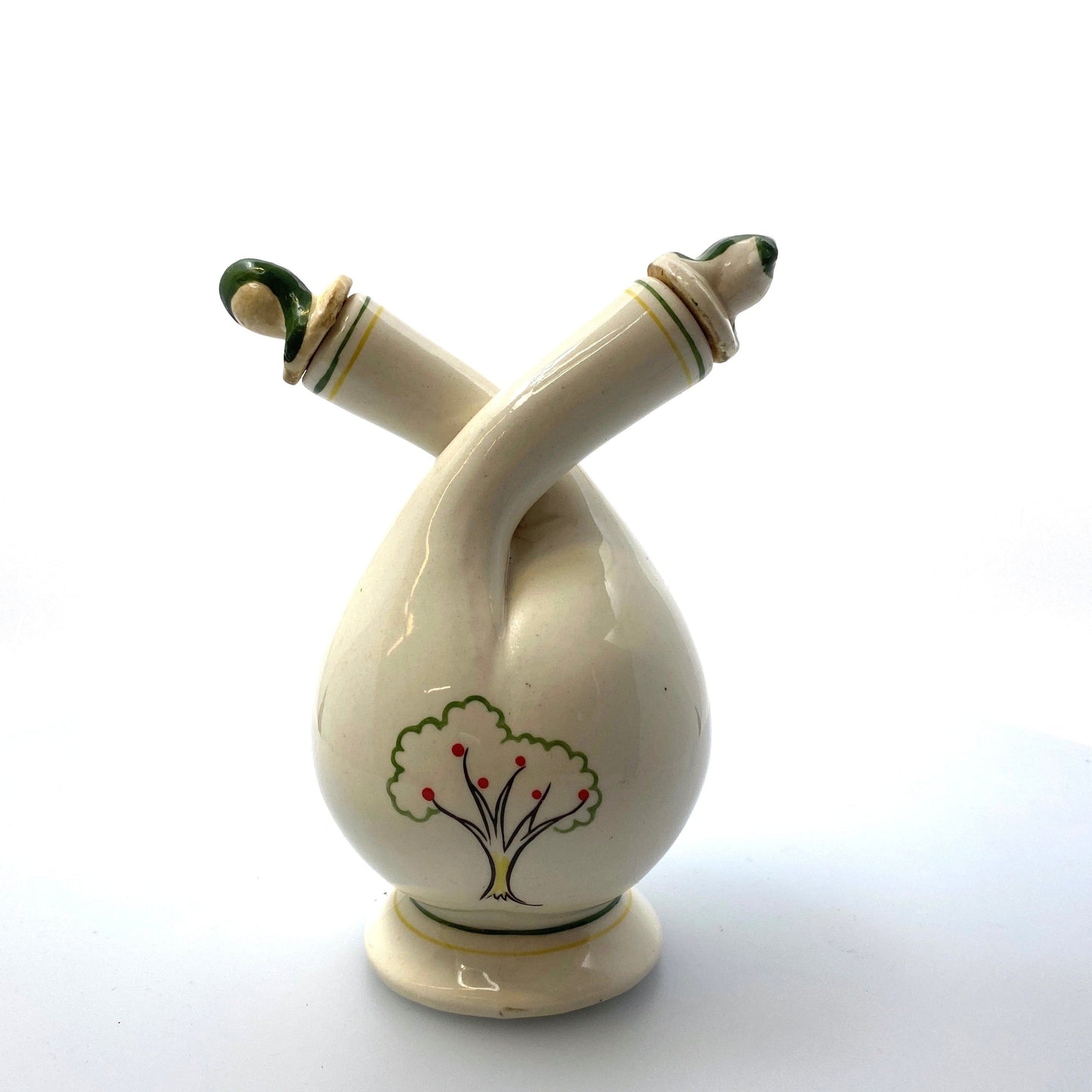 Vintage Fred Roberts Co Japan Oil & Vinegar Ceramic Twist Decanter Farmer & Wife