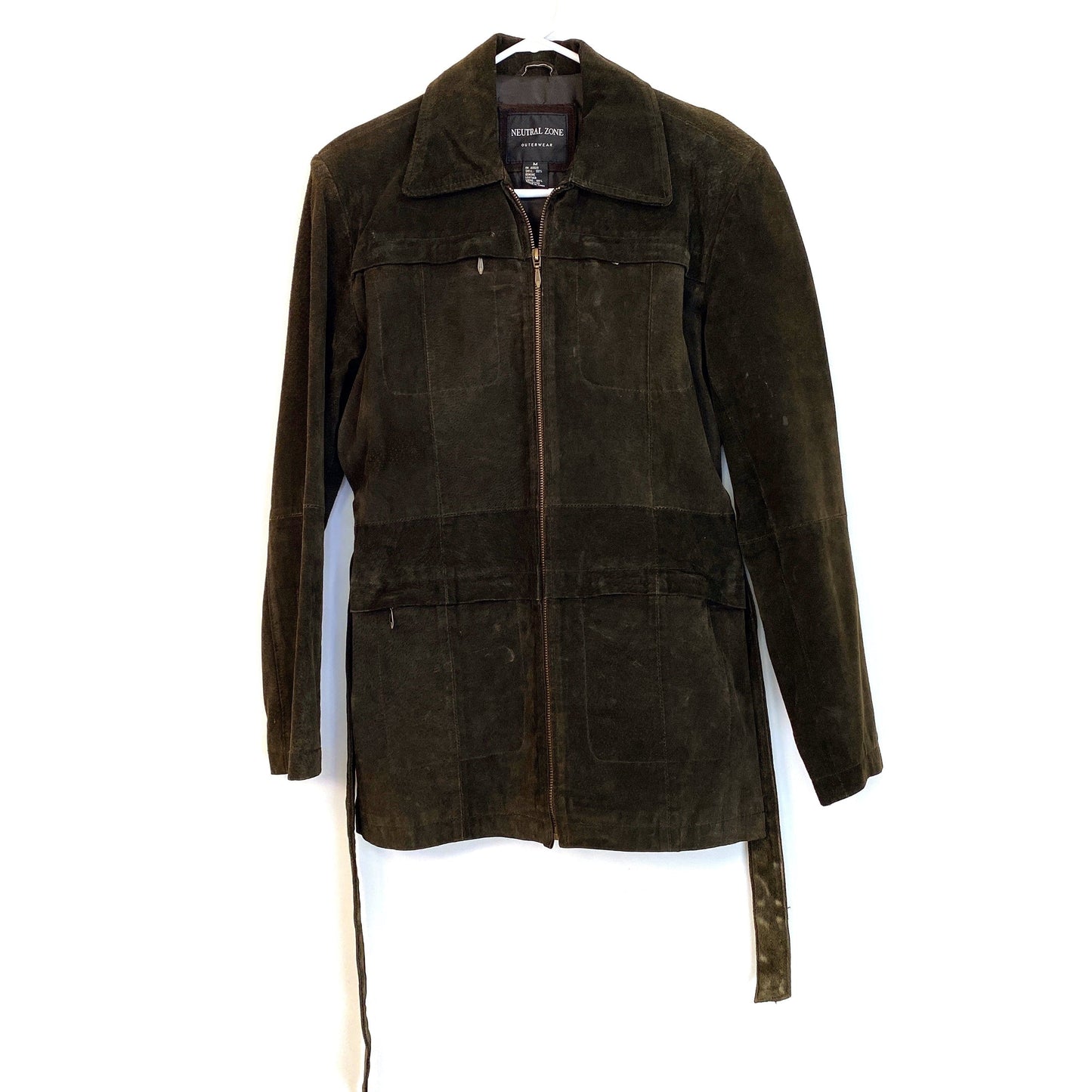 Neutral Zone Outerwear Womens Size M Brown Leather Belted Jacket
