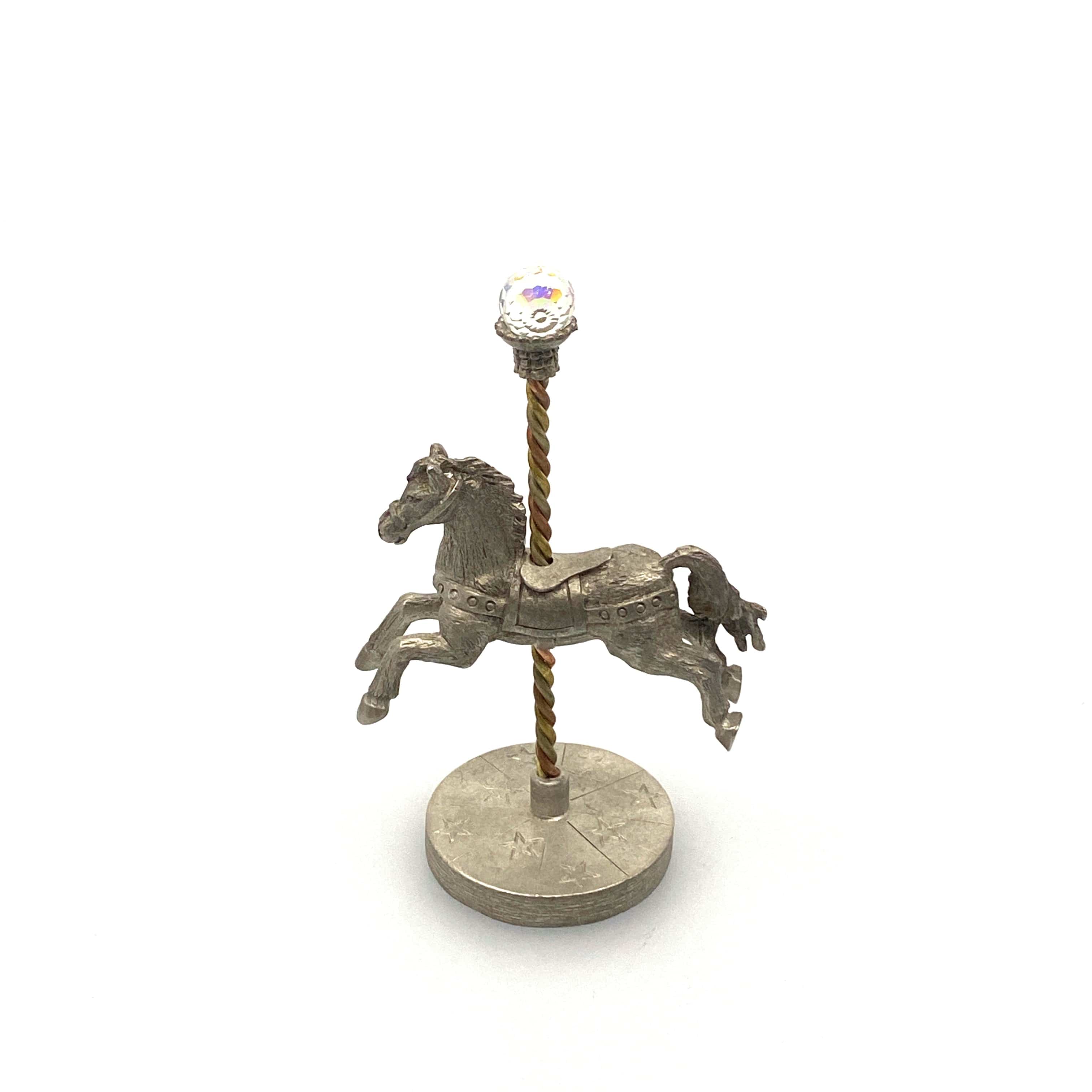 Spoontiques 1983/1984 Pewter Carousel Horse Figurine #5 Faceted Crysta ...