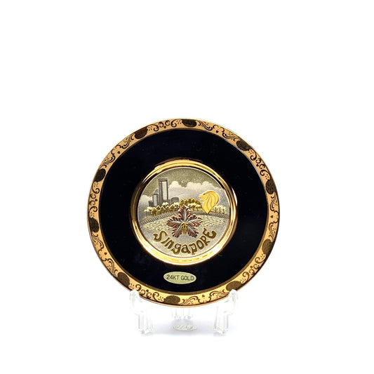 The Art of Chokin Singapore Souvenir Plate Travel 4” 24K Gold Edge