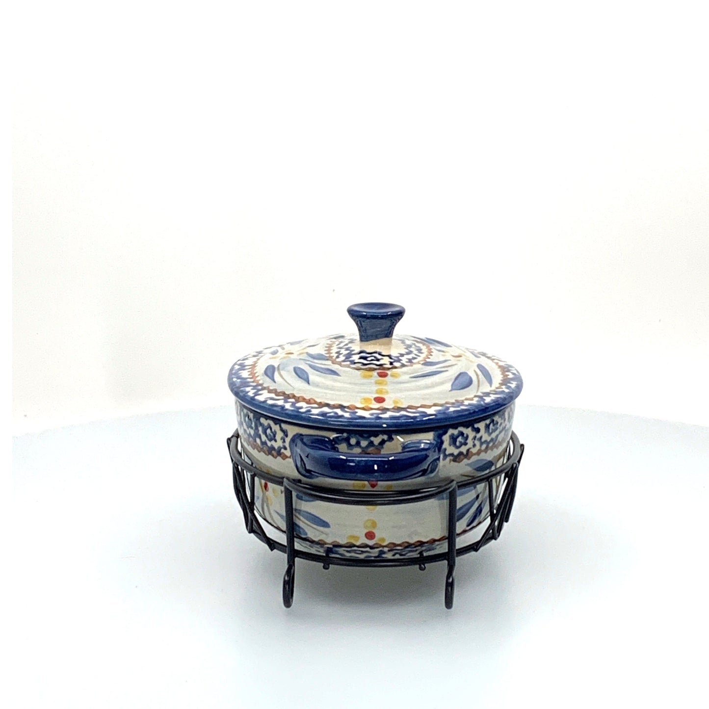 Temptations Presentable Ovenware by Tara Baking Dish 9 Oz Blue Old World Pattern