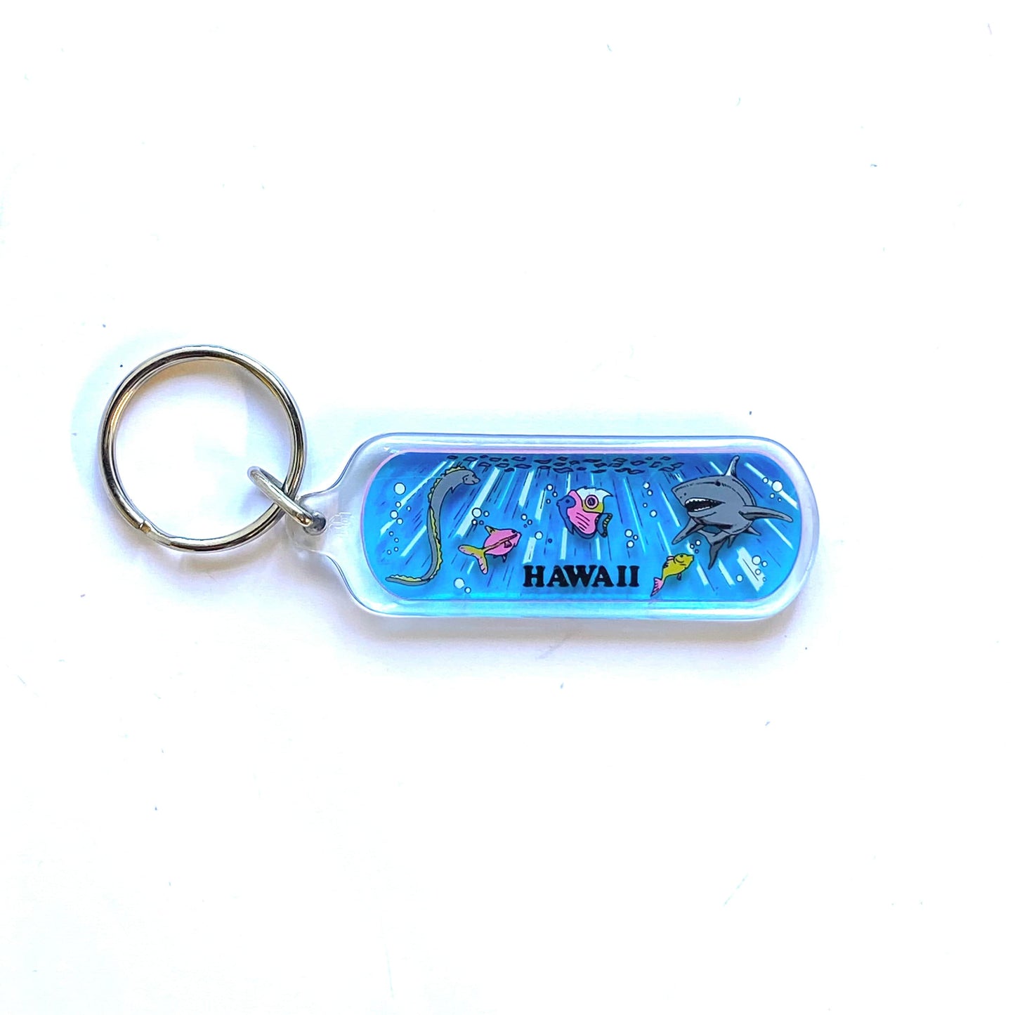 Vintage Hawaii Travel Souvenir Acrylic Keychain Key Ring