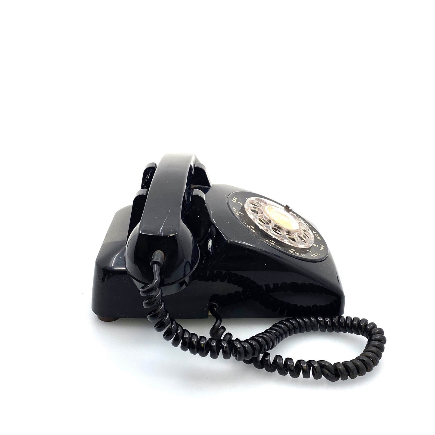Vintage ITT Desktop Rotary Phone Black 500 Telphone Corded 1972 *FPO