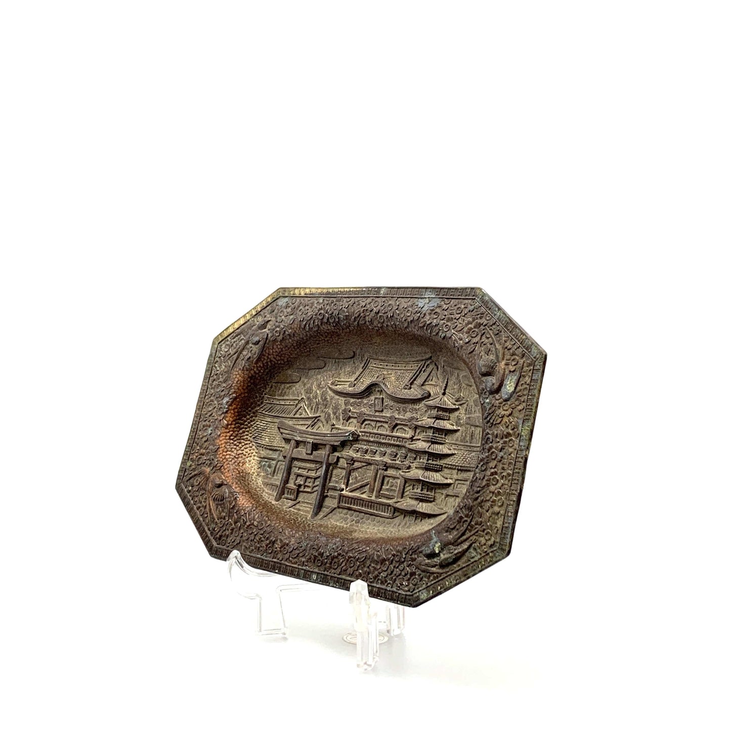 Vintage Pressed Tin Relief Tray Asian Japanese Culture Change Keys