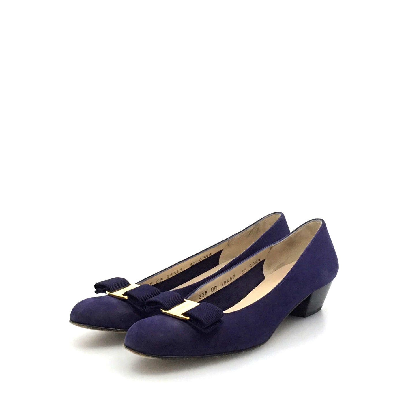 Salvatore Ferragamo Womens Blue Leather Heels Pumps Shoes 8.5 AAAA