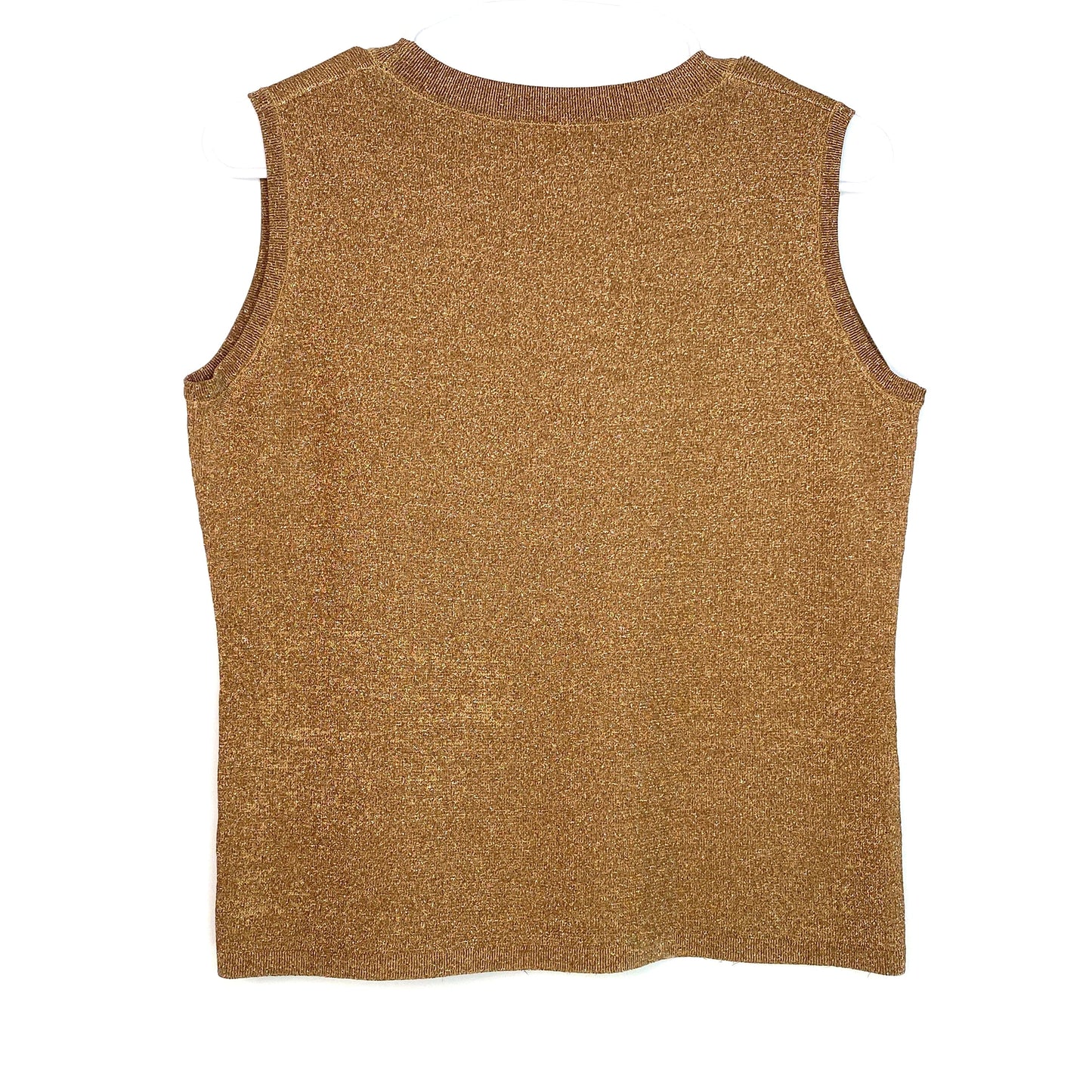J.A.C. Women's Gold Glittery V-Neck Sleeveless Top - Size XL