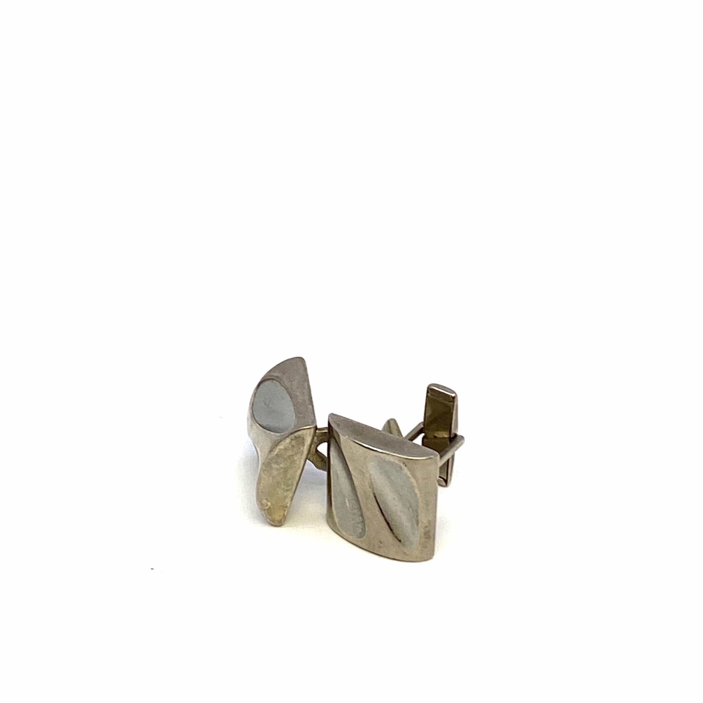 Vintage Mens Cufflinks Sterling Silver Square Wave
