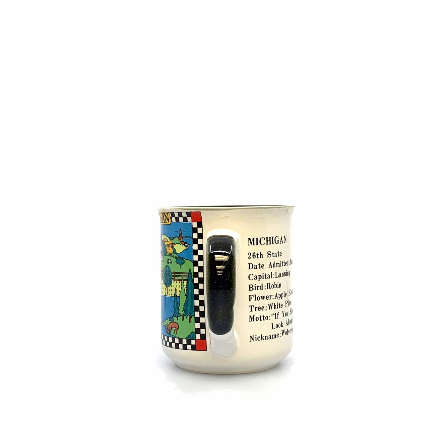 Michigan Souvenir Tourism Coffee Cup 12 Oz. White Multicolor Places