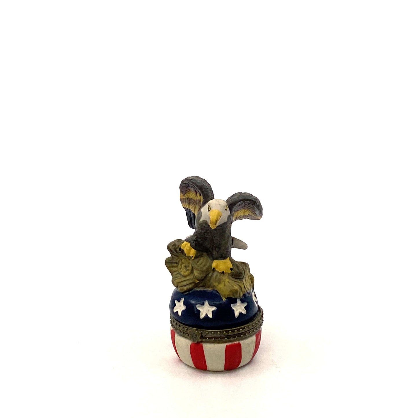 Patriotic Red White Blue Stars Stripes Trinket Box American Eagle Curio