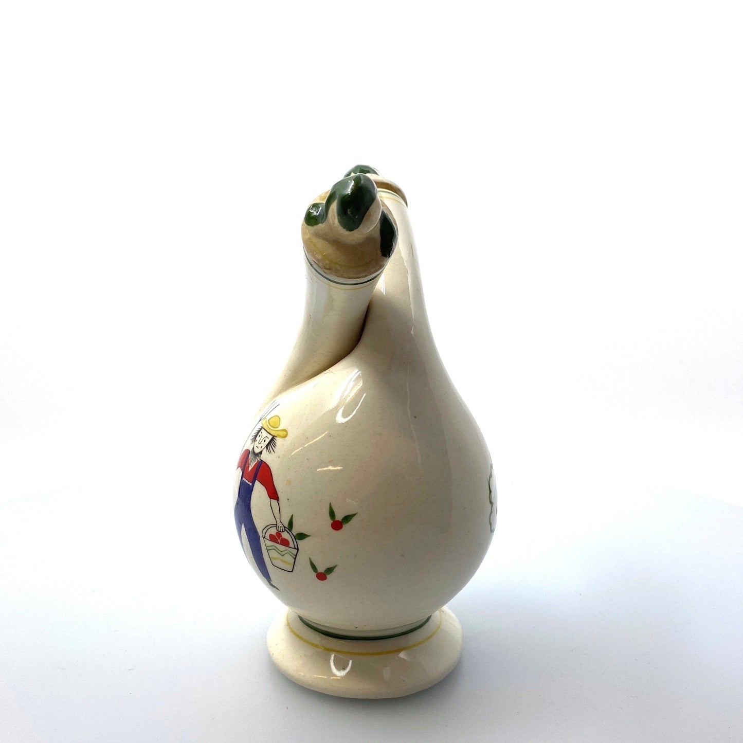 Vintage Fred Roberts Co Japan Oil & Vinegar Ceramic Twist Decanter Farmer & Wife