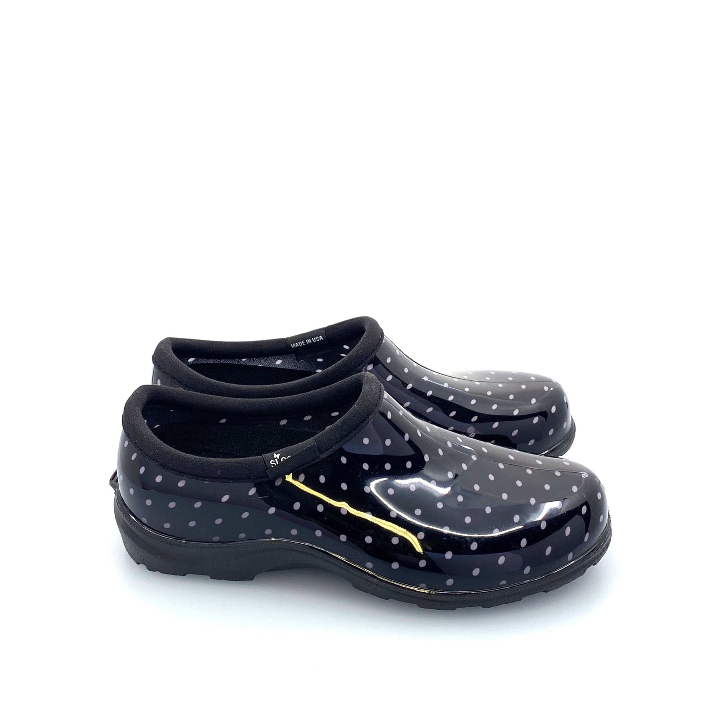 Sloggers Womens Size 6 Garden Shoes Black Polka Dot NEW
