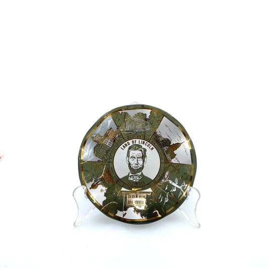 Vintage State Souvenir Plate “Land of Lincoln Illinois” Collectible, Glass - 5.5”