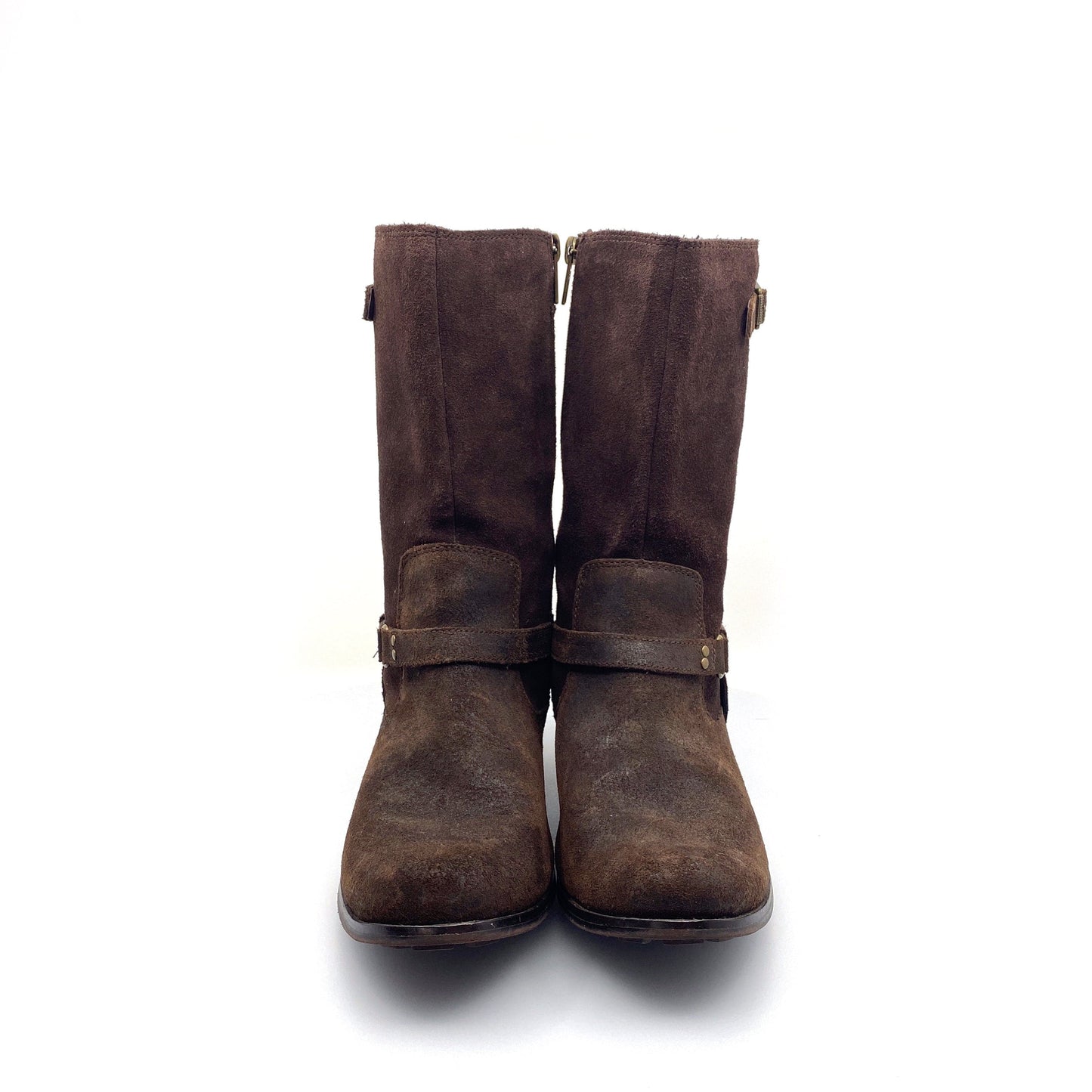 UGG Womens Size 6 Caddie Lodge Brown Leather Western Boots Zipper