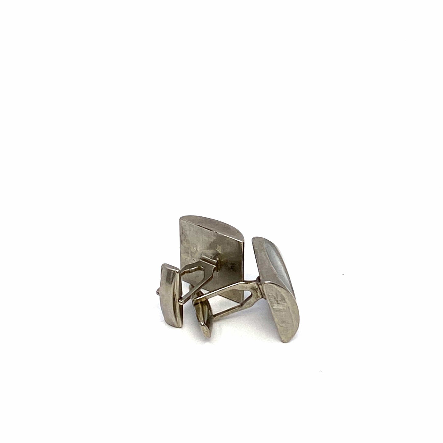 Vintage Mens Cufflinks Sterling Silver Square Wave