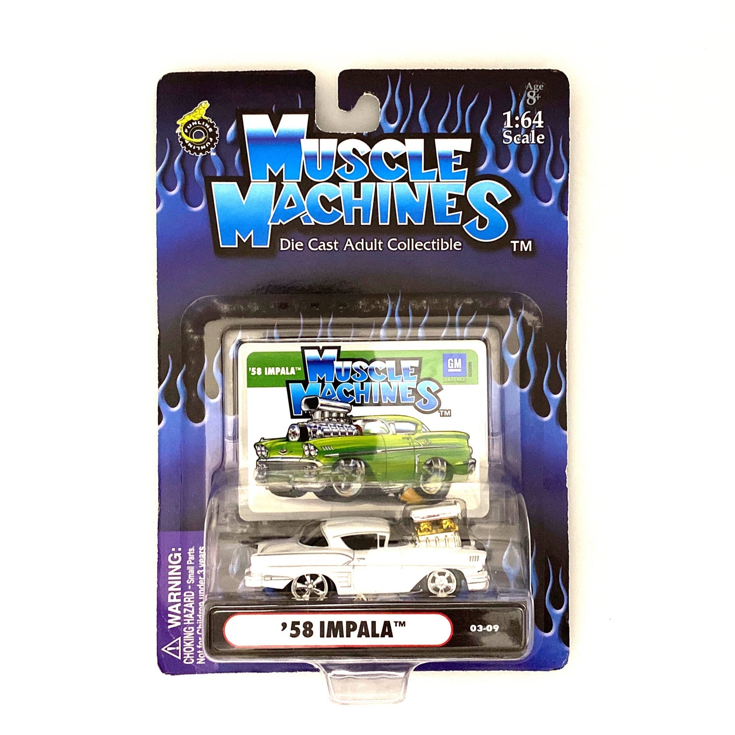 Muscle Machines '58 Impala Diecast Car – Vintage 1:64 Scale Collectible for Car Enthusiasts – Classic White Design