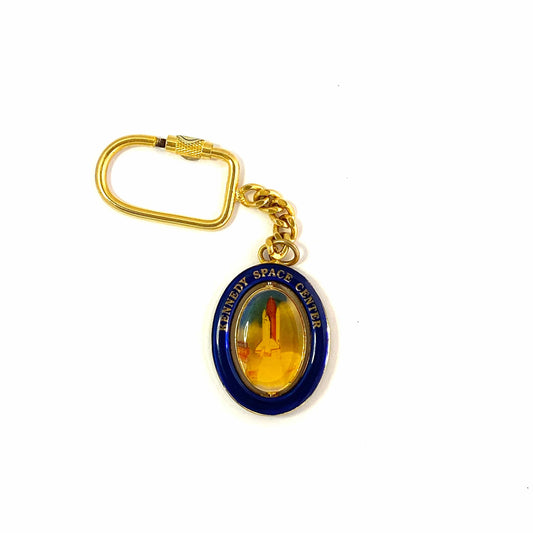 “Kennedy Space Center” Goldtone Spinner Travel Souvenir Keychain Key Ring Charm