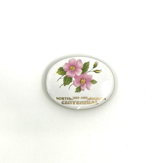 Vintage North Dakota Centennial 1889 - 1989 Prairie Rose Novelty Refrigerator Magnet