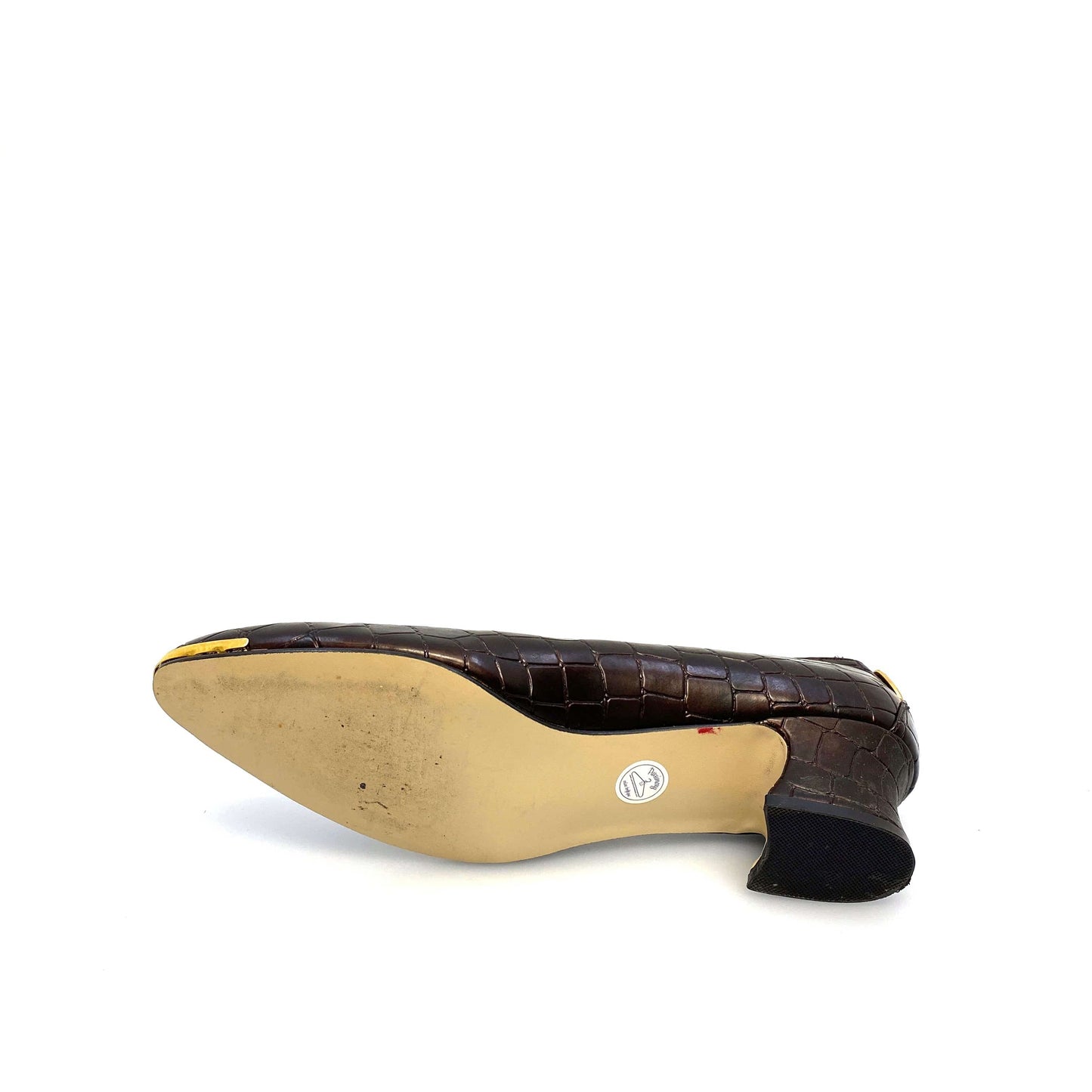 Vintage Annie Womens Size 9M Brown Gold Animal Print Heels