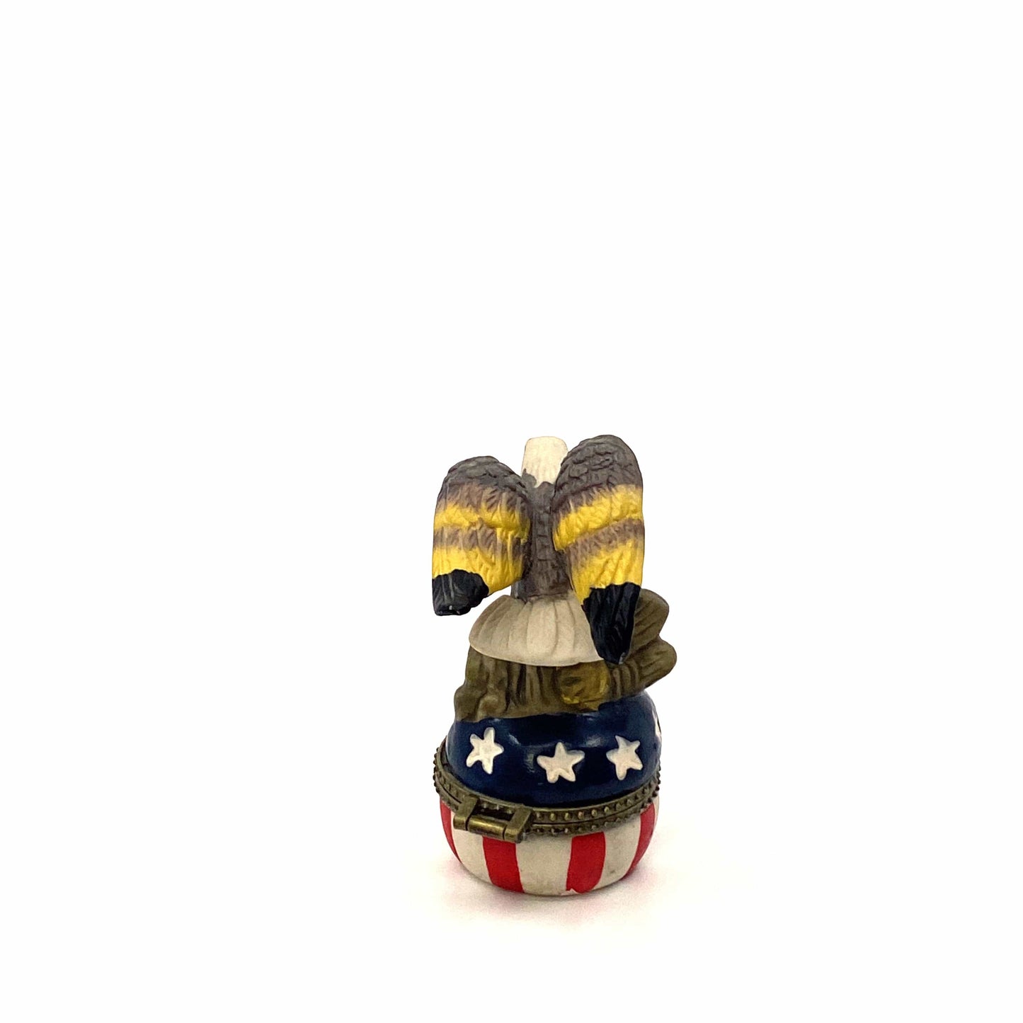 Patriotic Red White Blue Stars Stripes Trinket Box American Eagle Curio