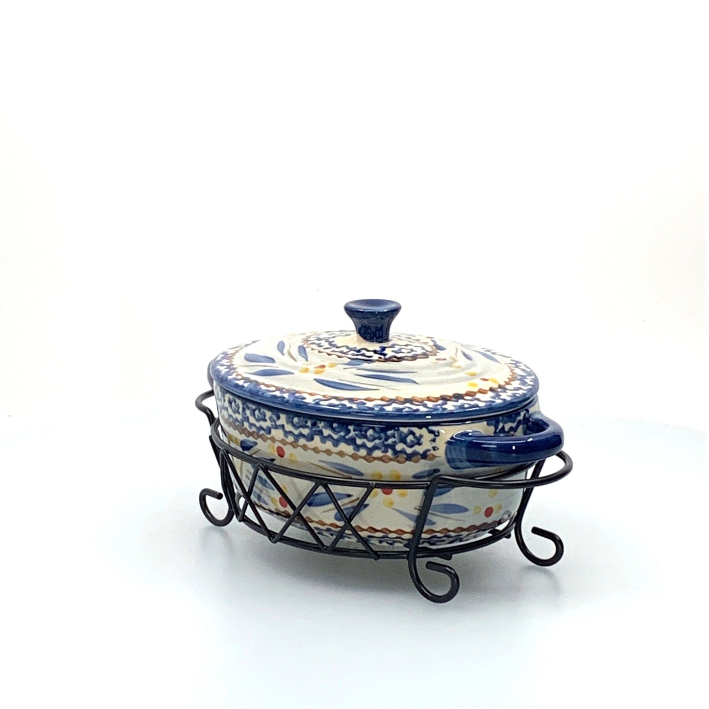 Temptations Presentable Ovenware by Tara Baking Dish 9 Oz Blue Old World Pattern