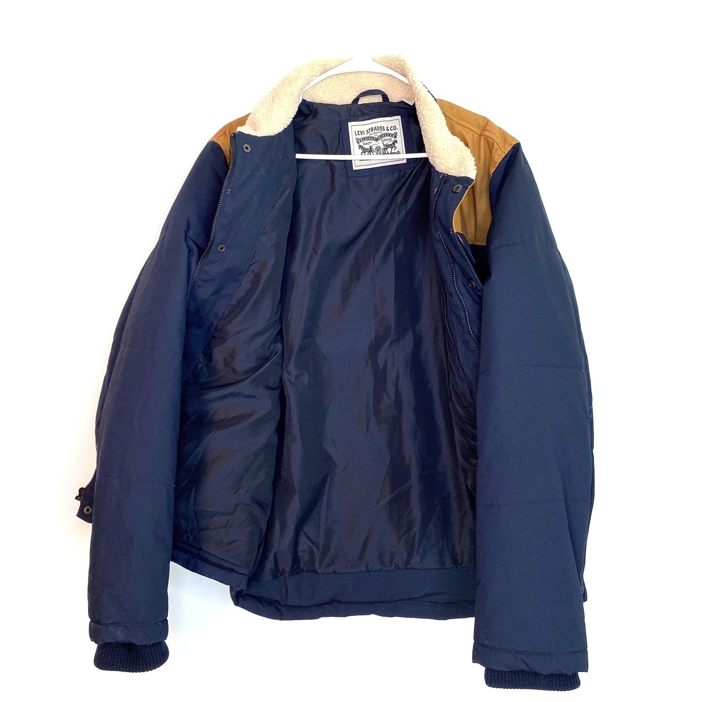 Levi's Mens Size M Blue Quilted Sherpa Shirt Jacket